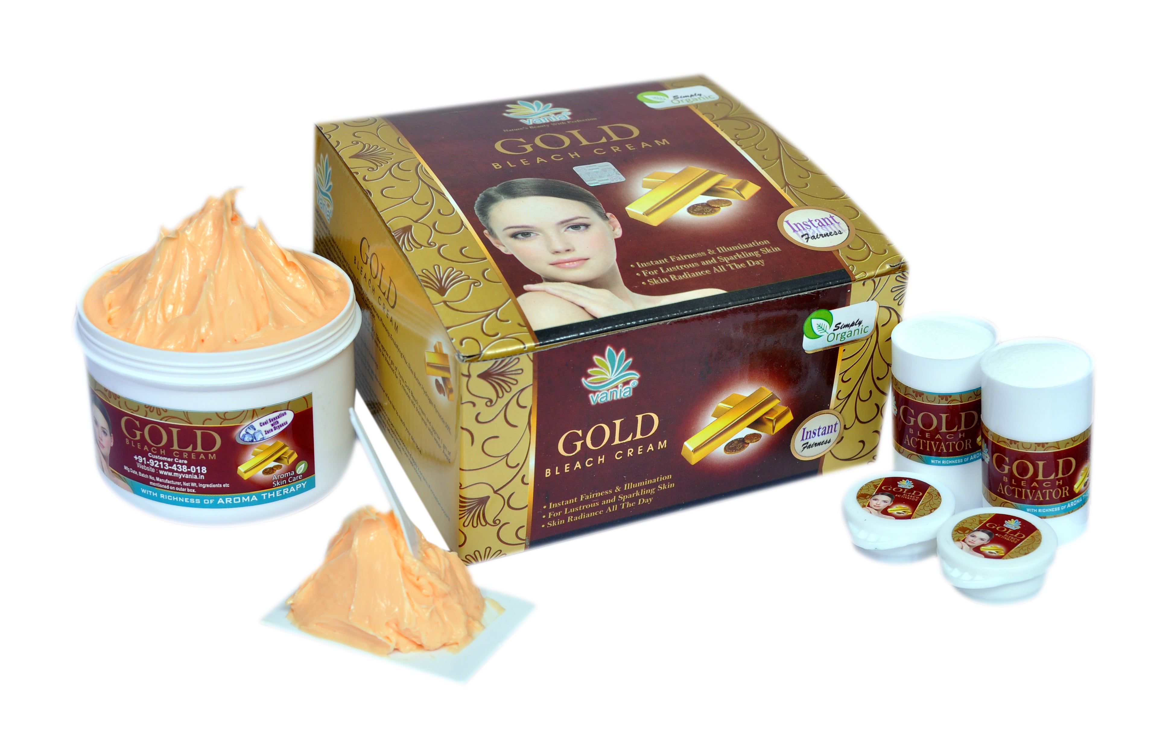 Vania Gold Facial kit 300 Gm & Gold Bleach Cream 250 Gm|Aroma Therapy|Natural Nourishing Ingredients|All Day Radiance|Unisex|Cooling Sensation|Self, Parlour & Professional Use|Face & Body||