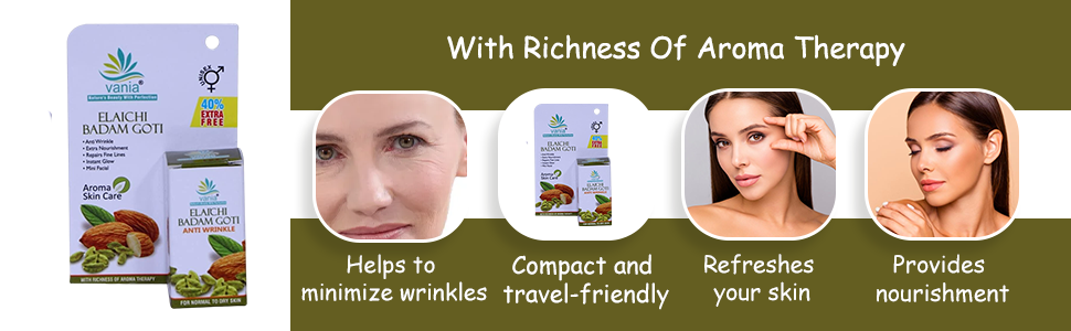 Vania Red Wine Serum 25ml & Elaichi Badam Goti 25g - Anti-wrinkle Night Serum & Skin Nourishment Soap for Dry Skin