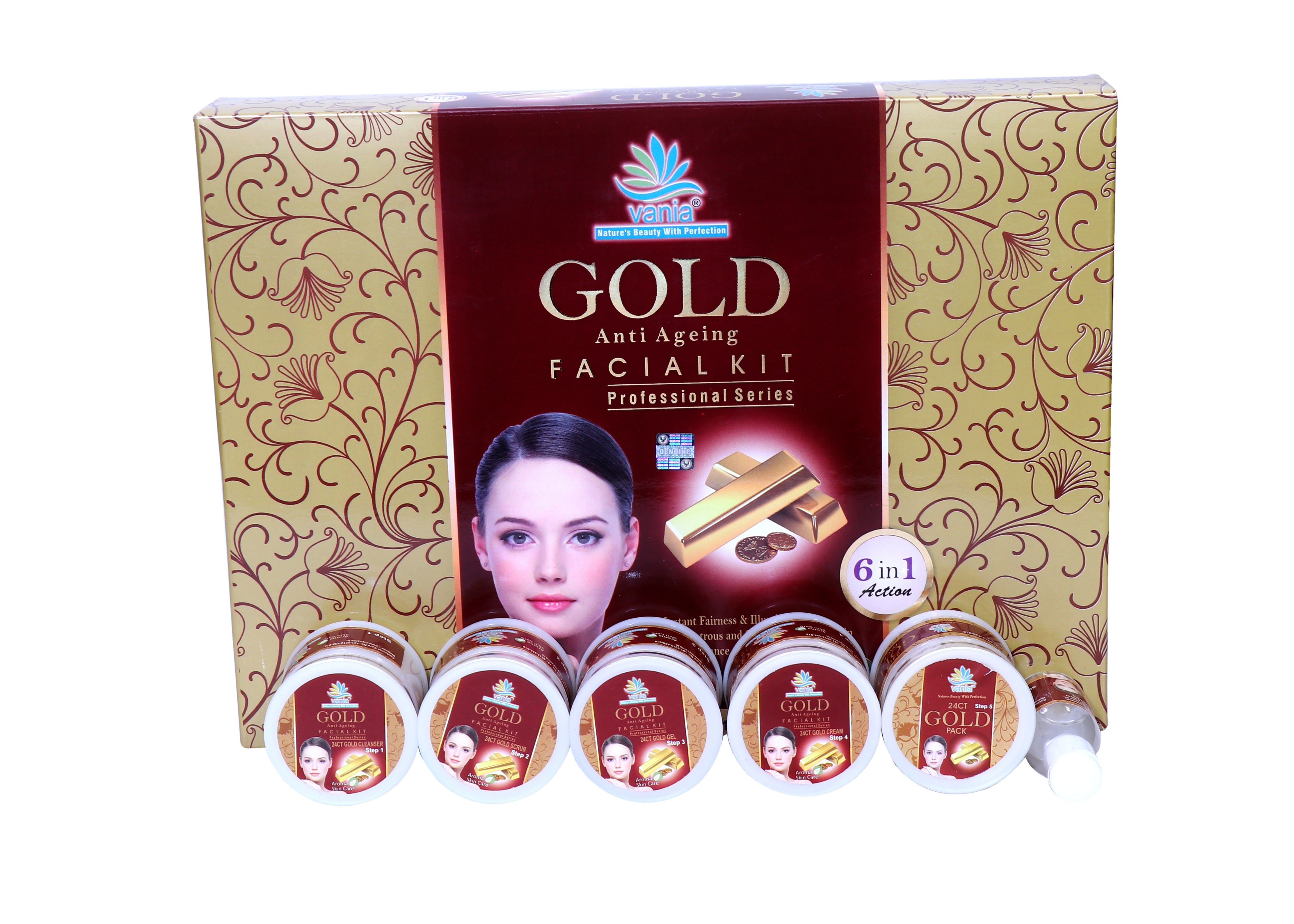 Vania Gold Facial Kit 300g | Radiant All-Day Glow | Unisex Aroma Skin Care | Like Gold | Vania Pearl Bleach Cream 250g | Party Bleach for Men & Women | Rich Fairness | Remove Dark Spots