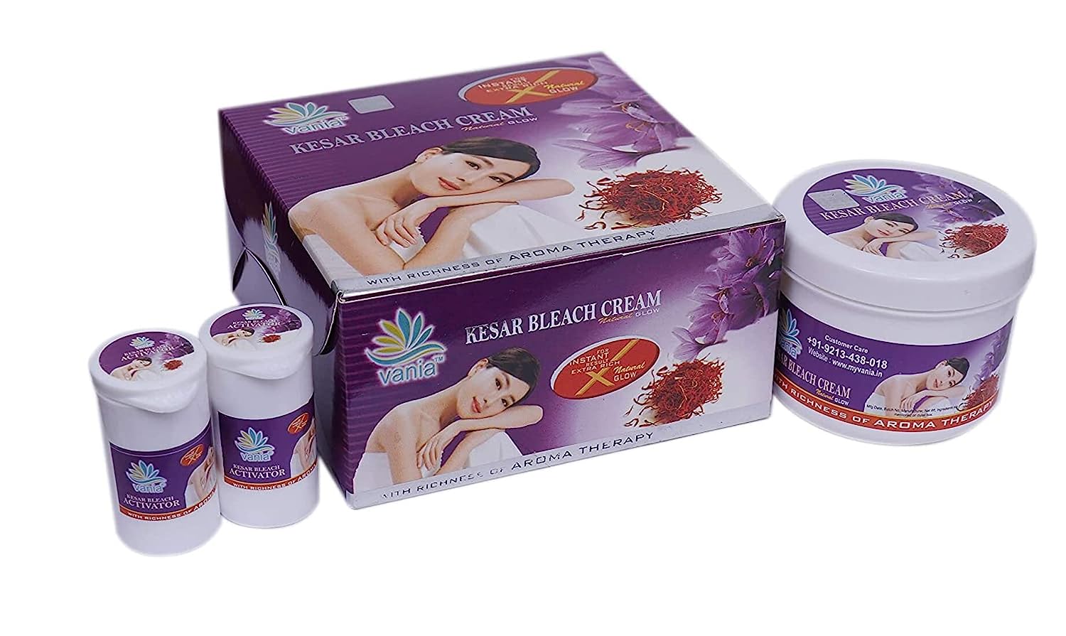 Vania Kesar & Diamond Bleach Cream Combo 250 Gm | Rich Natural Fairness | Cooling Moisturizer | No Tears | For Normal-Dry Skin | Kesar & Diamond Glow