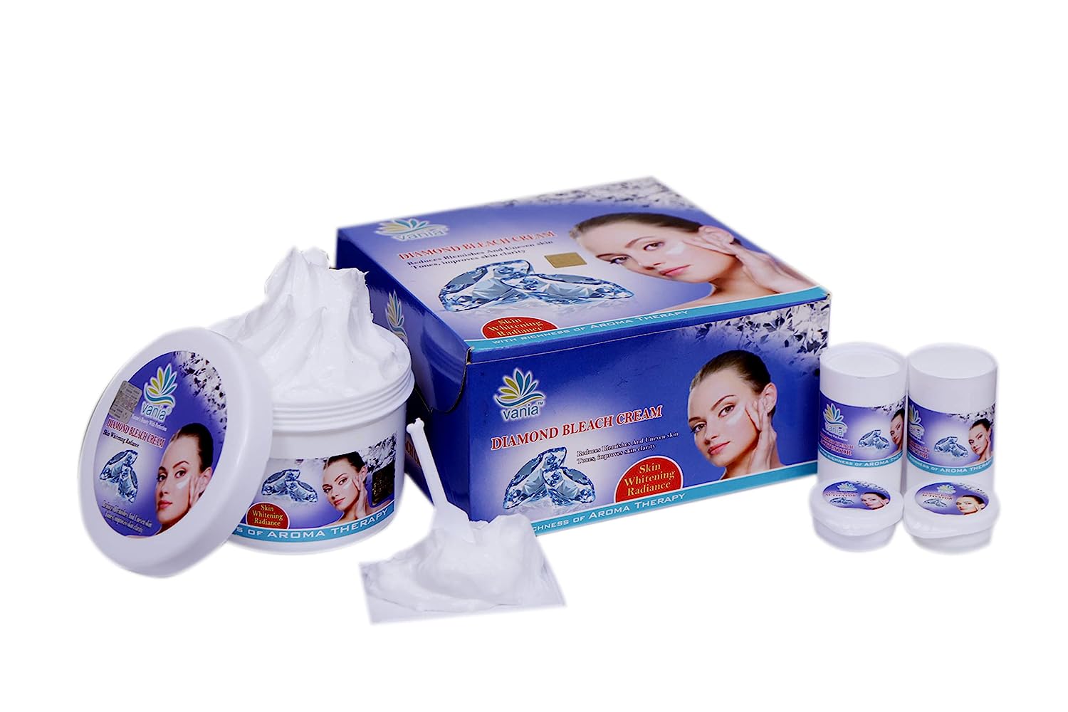 Vania Kesar & Diamond Bleach Cream Combo 250 Gm | Rich Natural Fairness | Cooling Moisturizer | No Tears | For Normal-Dry Skin | Kesar & Diamond Glow