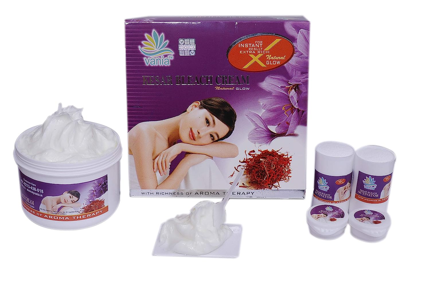 Vania Kesar & Diamond Bleach Cream Combo 250 Gm | Rich Natural Fairness | Cooling Moisturizer | No Tears | For Normal-Dry Skin | Kesar & Diamond Glow