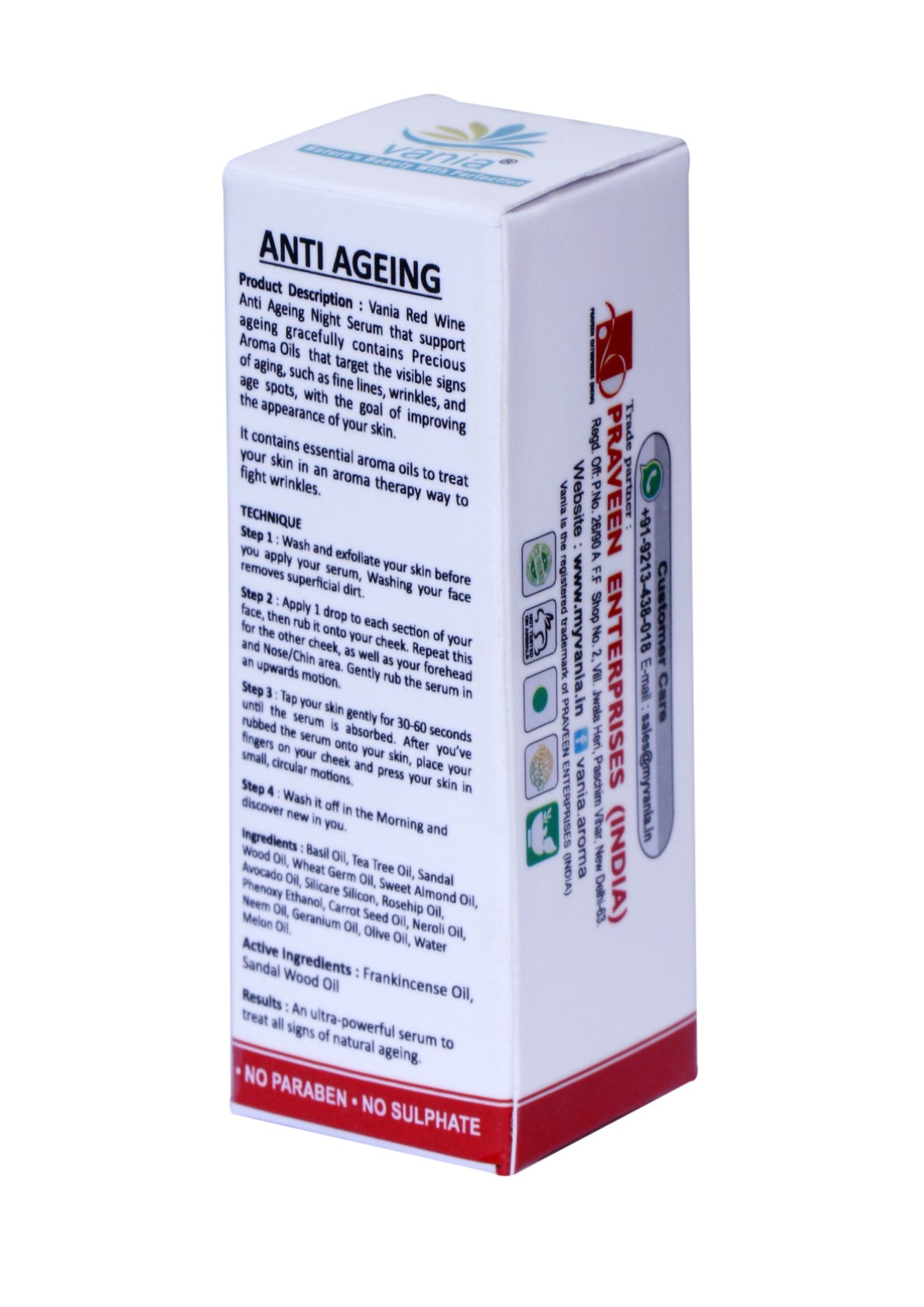 Vania Red Wine Serum 25ml | Anti-Ageing Night Serum for Face & Body | Glowing & Whitening | Spotless Glow | Enriched with Vitamin C, Jojoba, & More | Instant Fairness
