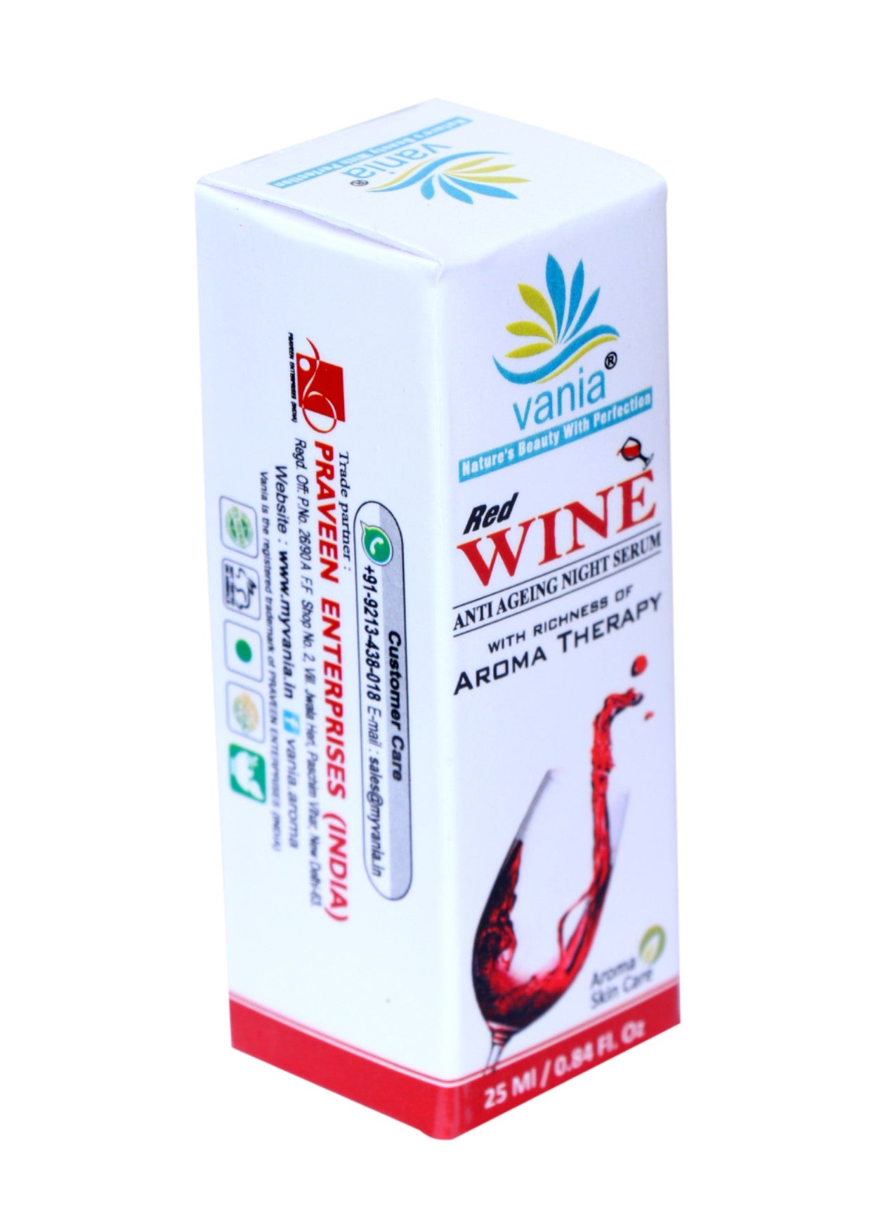 Vania Red Wine Serum 25ml & Elaichi Badam Goti 25g - Anti-wrinkle Night Serum & Skin Nourishment Soap for Dry Skin