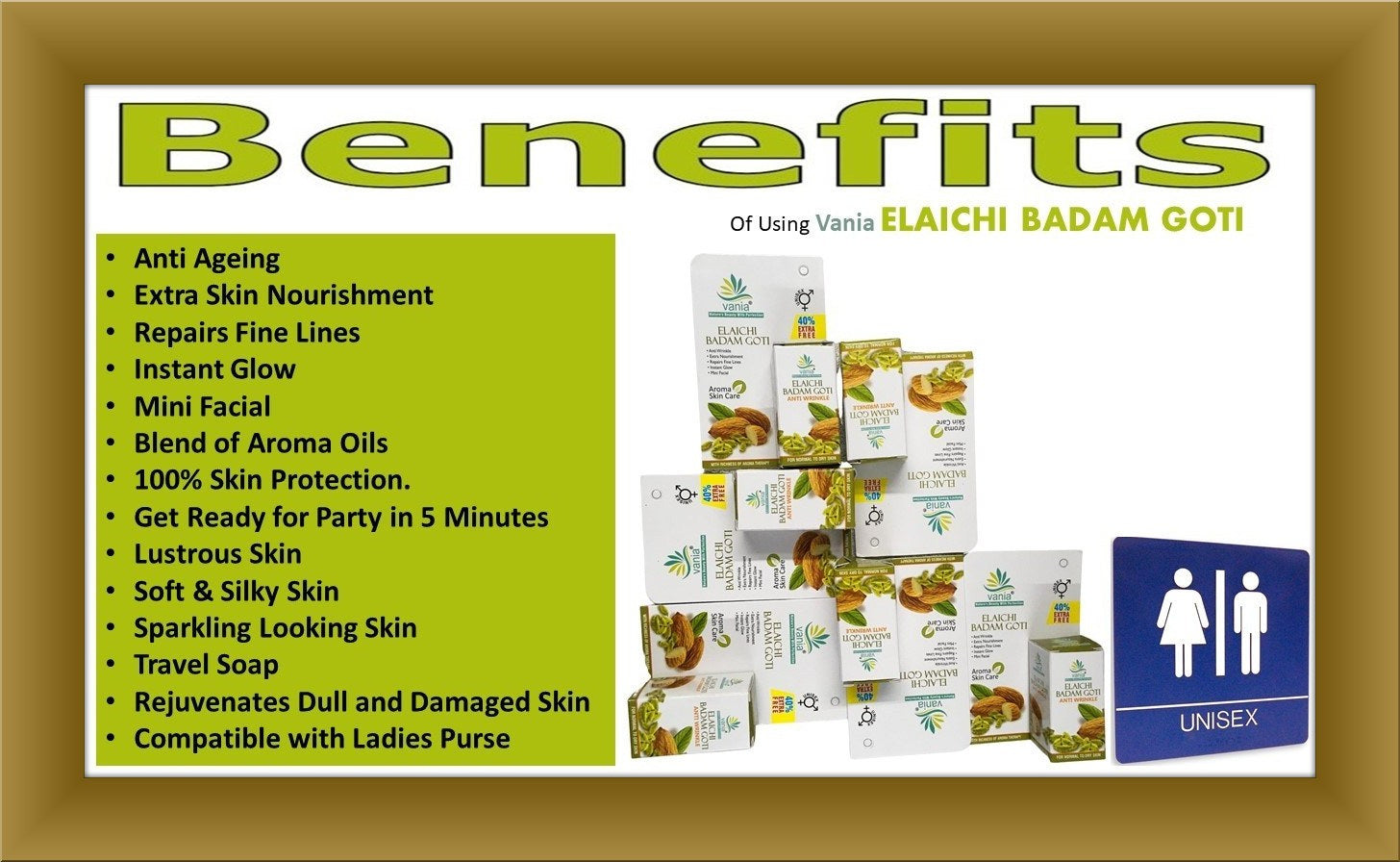 Vania Elaichi Badam Goti 25 Gm| Set of 6 Pcs |For Face Fairness, Glowing Face| Spotless Skin | With Honey & Aroma Oils | Repairs Fine Lines| Mini Facial in 5 Minute| Travel Soap| Rejuvenates Dull Skin