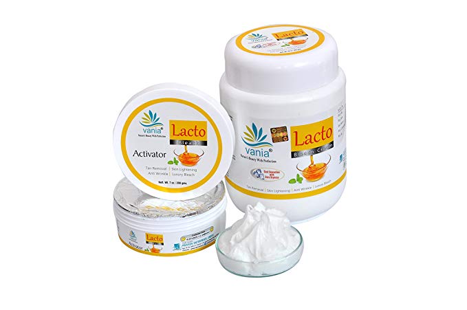 Vania Lacto Bleach Cream 1 Kg & 800 Gm Bleach cream & 200 gm Activator | Tan Removal for Face & Body | Milk & Honey | Cooling Sensation | No Tears | Anti-Wrinkle | Lasting Fairness | Fragrance | Dry Skin | Face Bleach