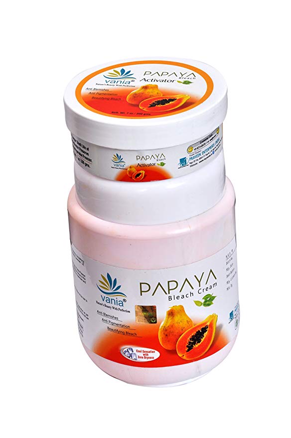 Vania Papaya Bleach Cream 1000 Gm - Anti Blemish, Anti Pigmentation, Cooling, No Dryness, Beautifying Skin Care with Papaya Extracts, Aloe Vera Extracts, Lavender Oil, Neem Oil, and Vitamin C - Skin Lightening Cream