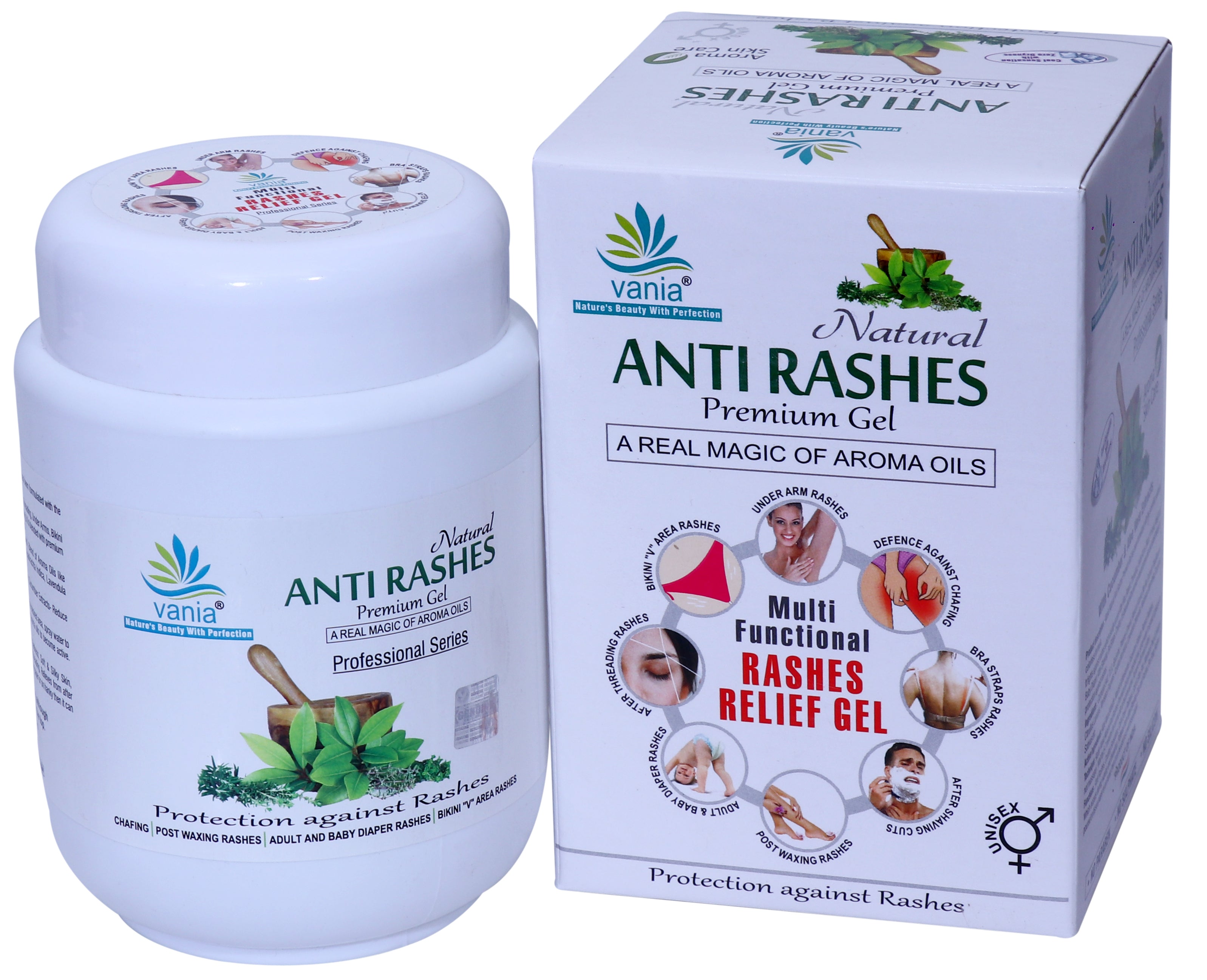 Vania Natural Anti Rashes Premium Gel 1000 Gm | Post & Pre-Waxing Relief | Diaper Rash Treatment | Under Arm & Shaving Cut | Chafing & Bikini V Area
