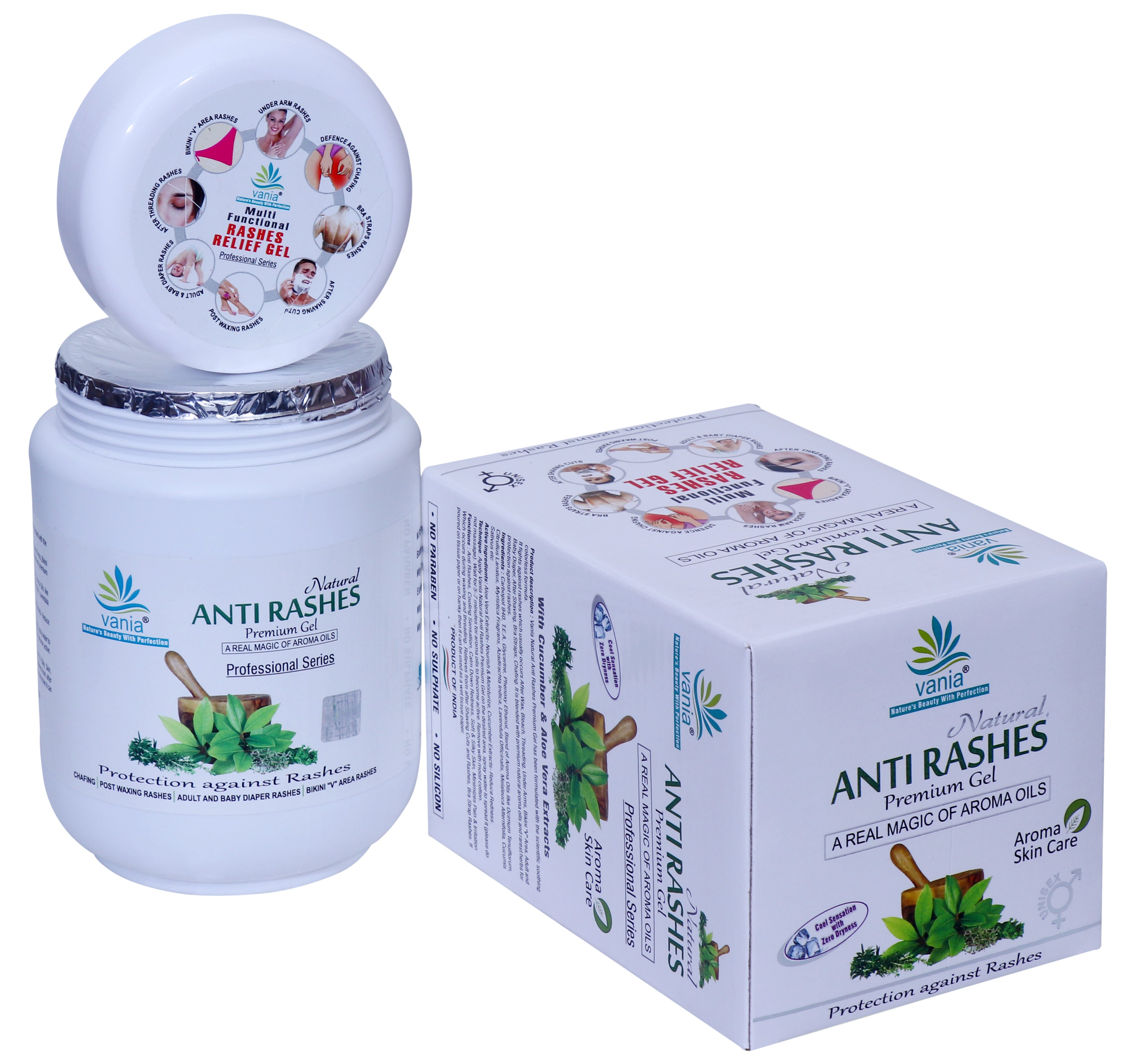 Vania Natural Anti Rashes Premium Gel 1000 Gm | Post & Pre-Waxing Relief | Diaper Rash Treatment | Under Arm & Shaving Cut | Chafing & Bikini V Area