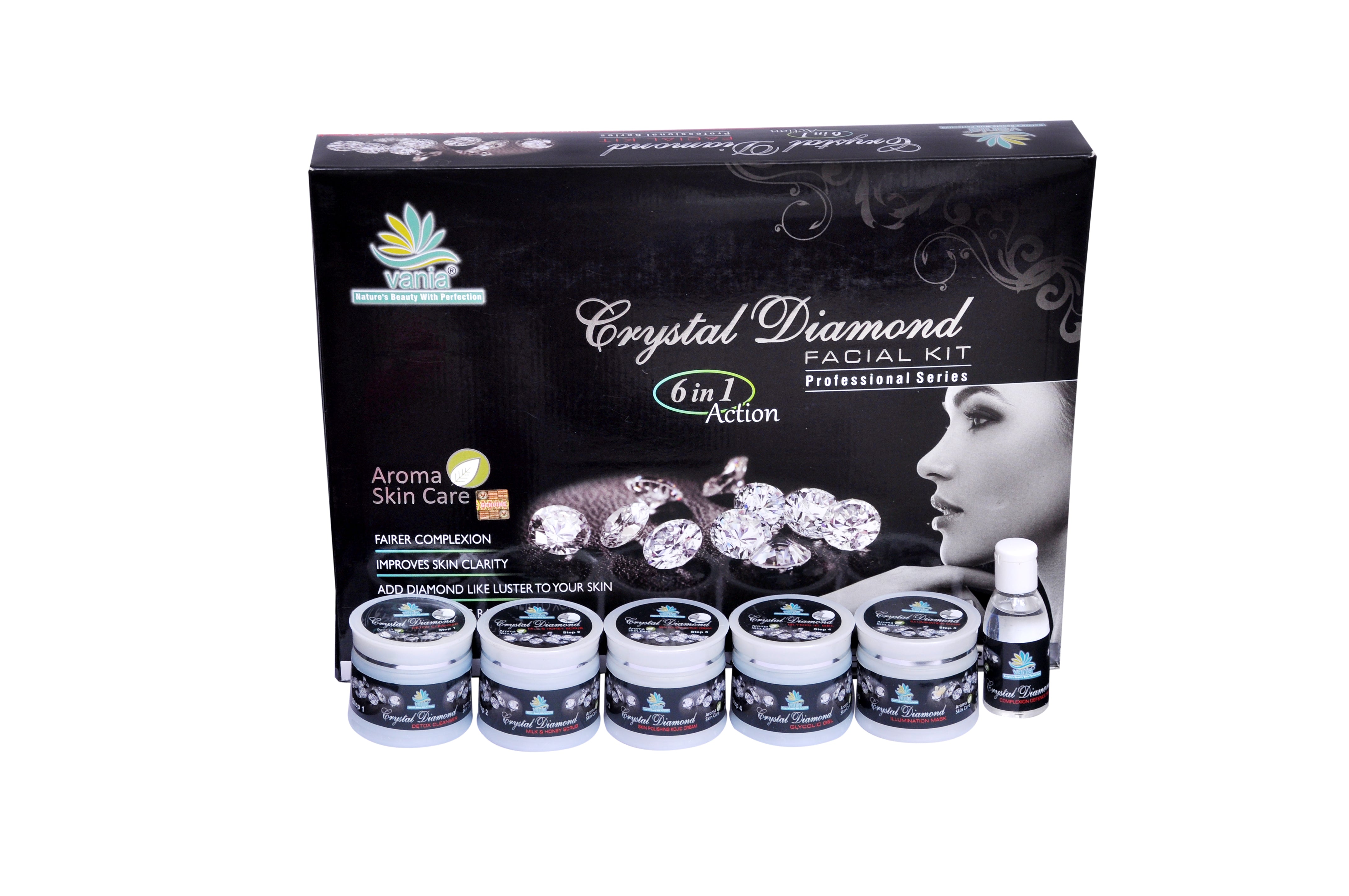 Vania Diamond Crystal Facial Kit 300g | Improves Skin Clarity | Unisex | Diamond-Like Luster | Self & Parlour Use | Fairer Complexion | Natural Ingredients | Finest Glow | For Face & Body Beauty