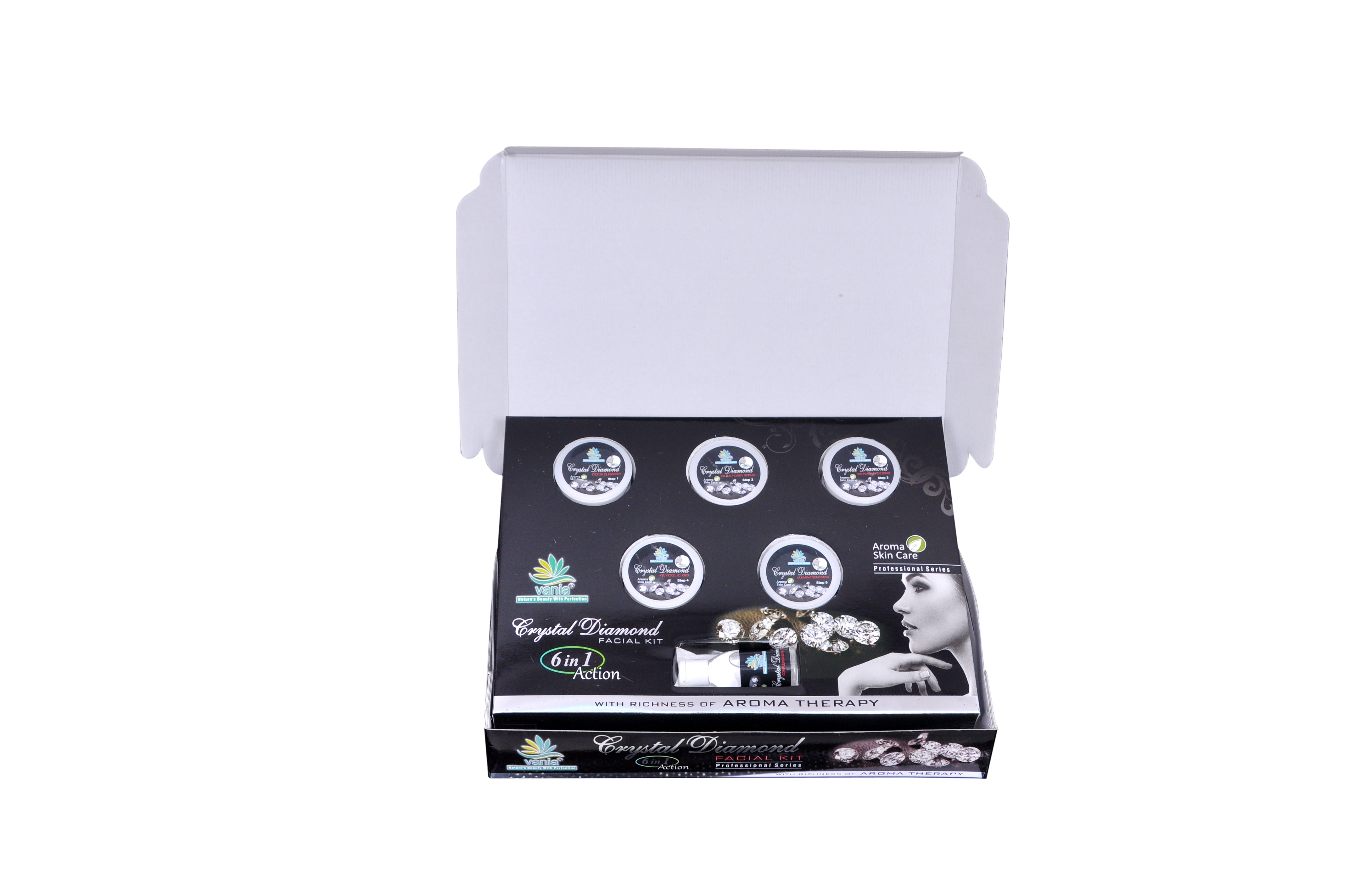 Vania Diamond Crystal Facial Kit 300g | Improves Skin Clarity | Unisex | Diamond-Like Luster | Self & Parlour Use | Fairer Complexion | Natural Ingredients | Finest Glow | For Face & Body Beauty