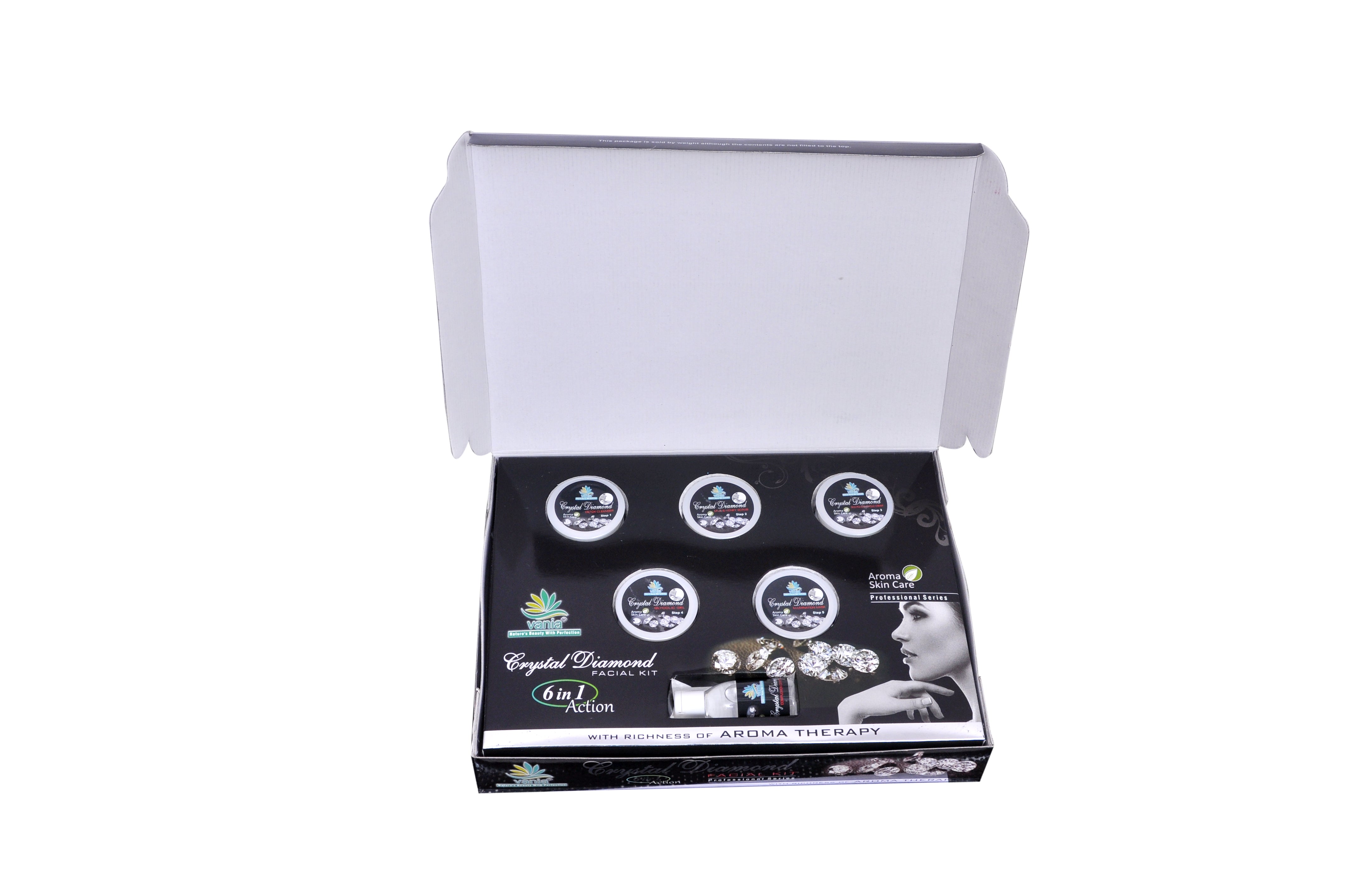 Vania Diamond Crystal Facial Kit 300g | Improves Skin Clarity | Unisex | Diamond-Like Luster | Self & Parlour Use | Fairer Complexion | Natural Ingredients | Finest Glow | For Face & Body Beauty