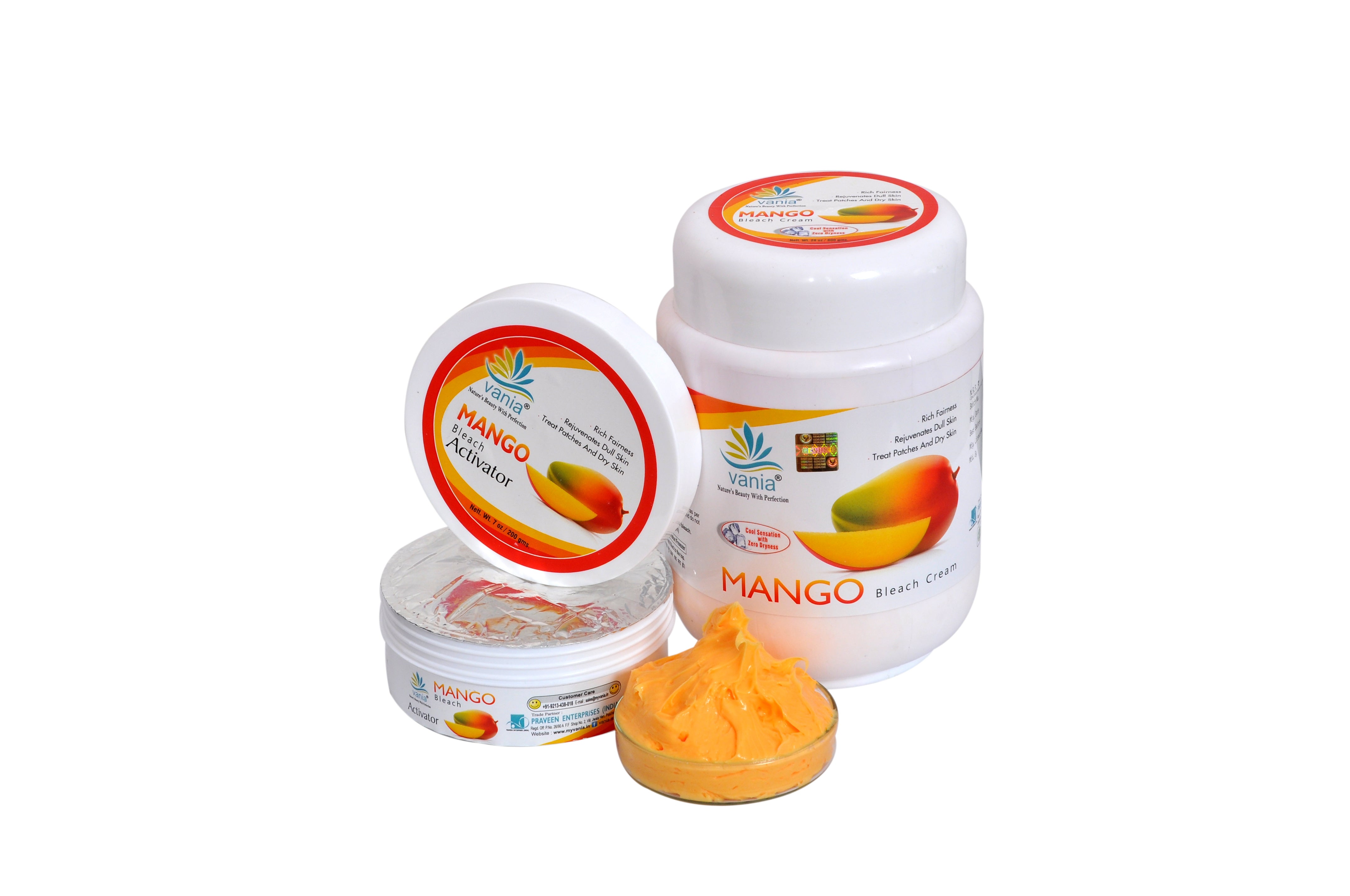 Vania Mango Bleach Cream 1Kg | Long-Lasting Glow | Rich Fairness | Rejuvenates Dull Skin | Treats Patches & Dry Skin | Youthful & Cool | No Tears, Zero Irritation | With Fragrance | De-Tan | Ready Below 30 Min | Best Fruit Face Cream