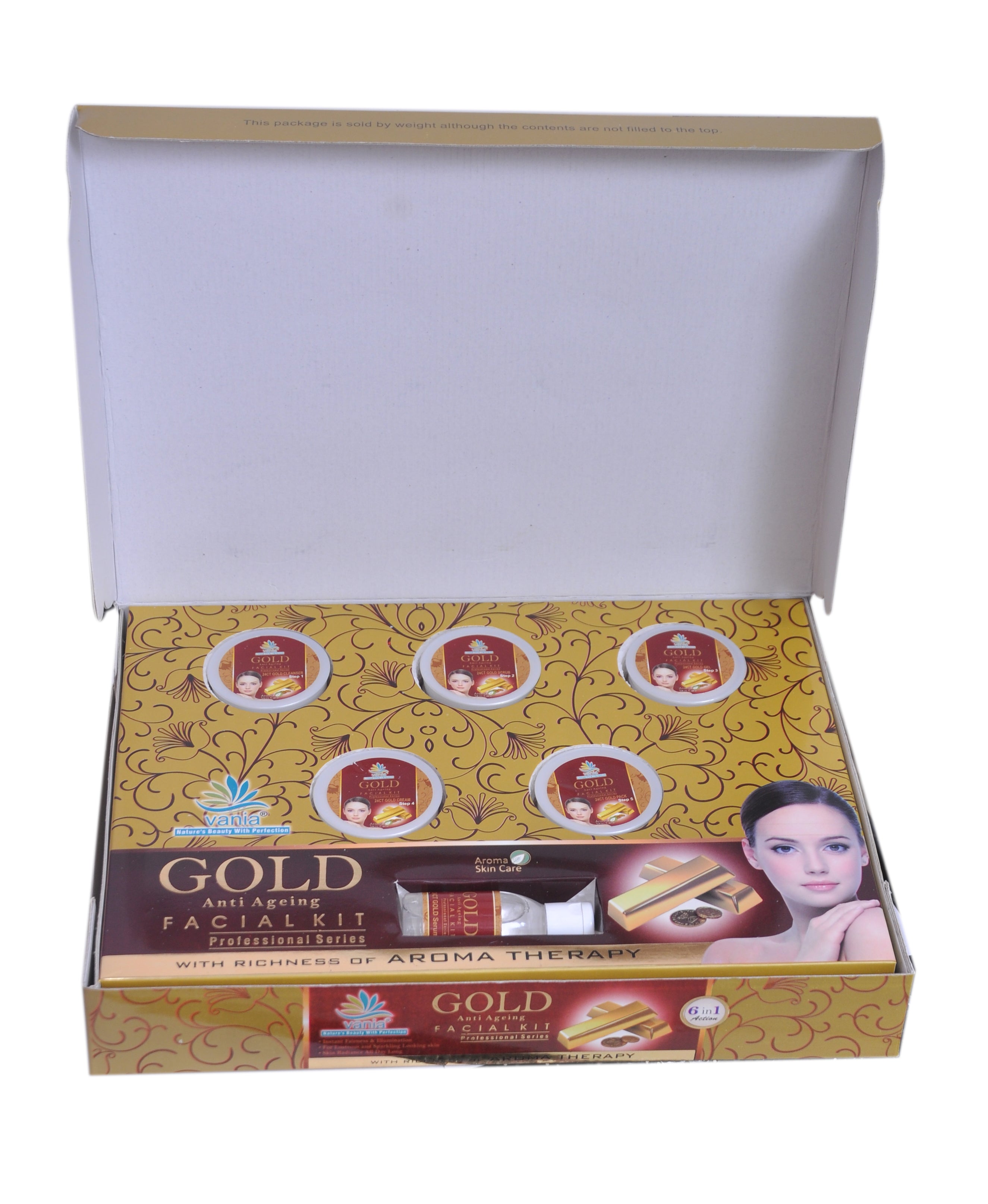 Vania Gold Facial kit 300 Gm & Gold Bleach Cream 250 Gm|Aroma Therapy|Natural Nourishing Ingredients|All Day Radiance|Unisex|Cooling Sensation|Self, Parlour & Professional Use|Face & Body||
