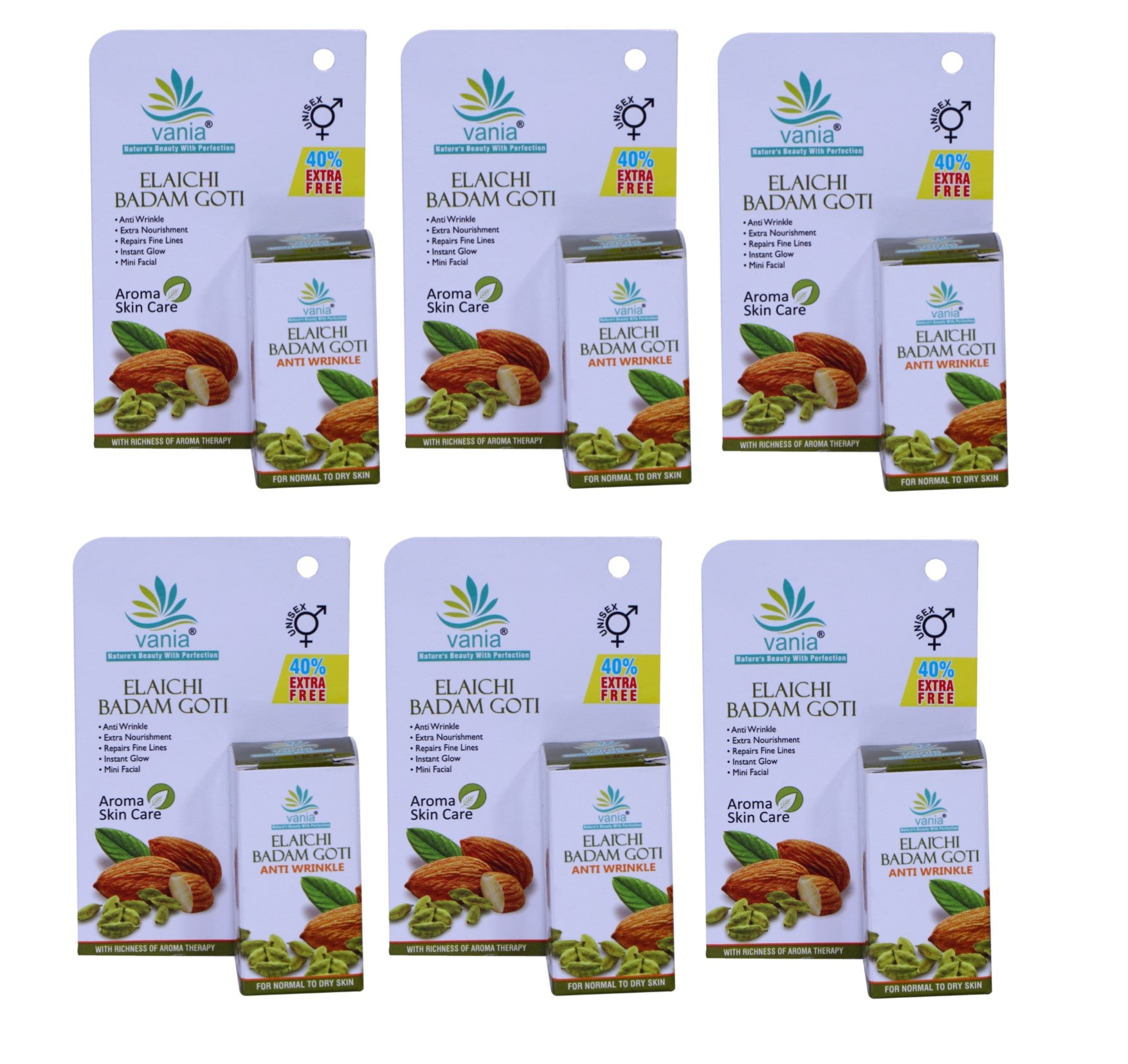 Vania Elaichi Badam Goti 25 Gm| Set of 6 Pcs |For Face Fairness, Glowing Face| Spotless Skin | With Honey & Aroma Oils | Repairs Fine Lines| Mini Facial in 5 Minute| Travel Soap| Rejuvenates Dull Skin