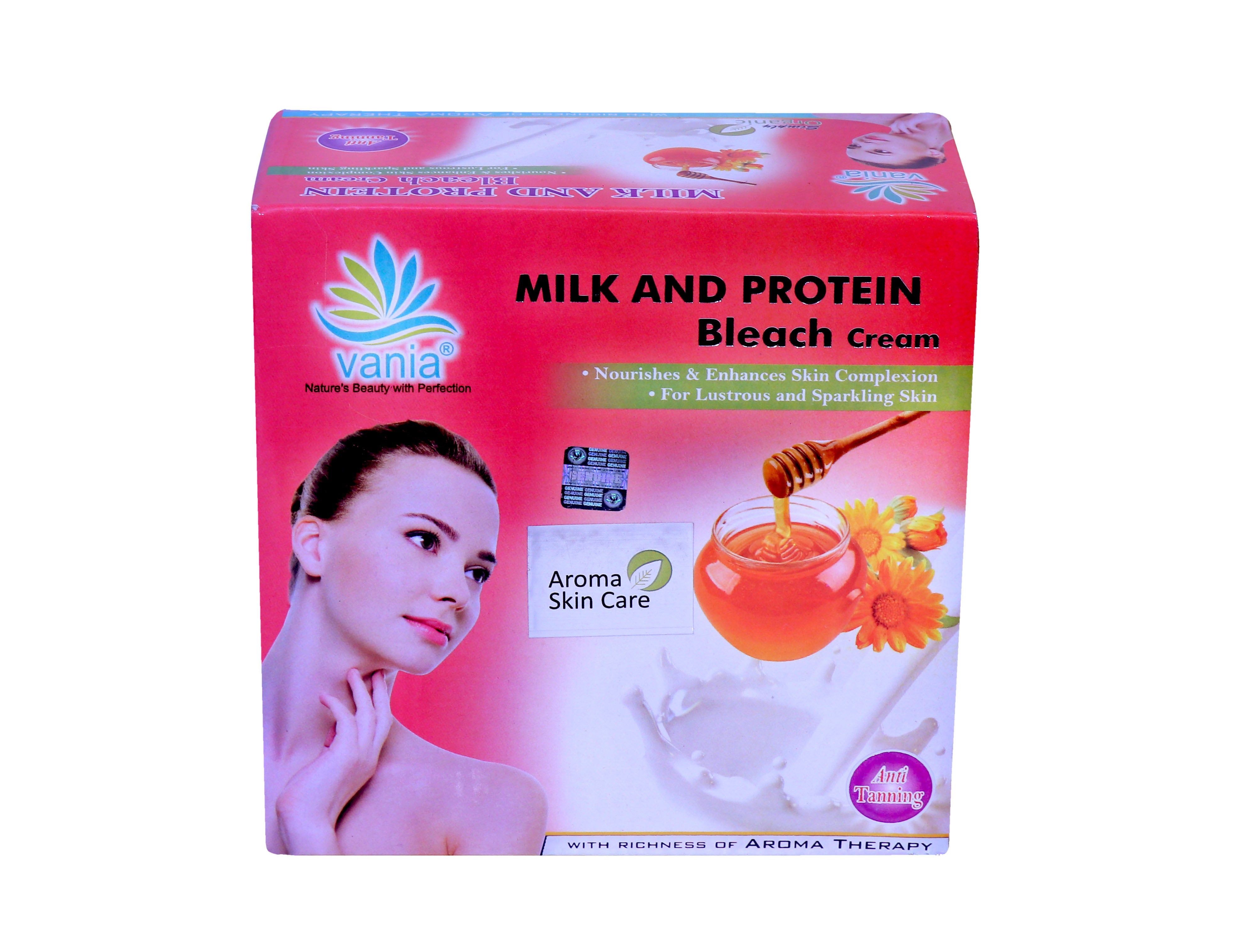 Vania Milk & Protein Bleach Cream 250 Gm | Long-Lasting Glow | Natural Fairness | Cool Bleach | No Tears | Moisturized Skin | Zero Irritation Level | Fragrance | For Normal to Dry Skin | With Milk & Honey