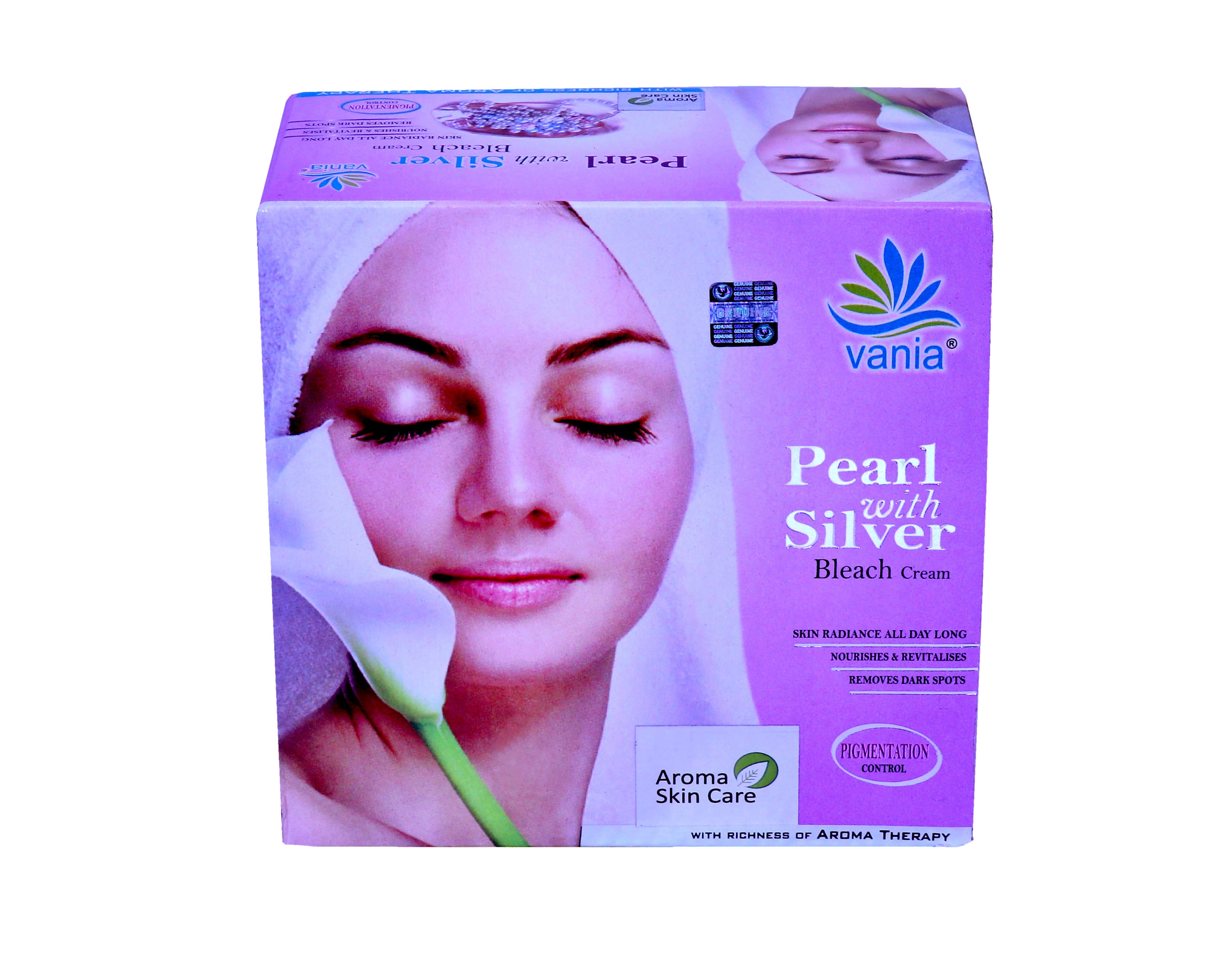 Vania Pearl & Silver Facial Kit 300g + Bleach Cream 250g | Unisex | Glowing Whitening Skin | Nourish & Revitalize | Fairness | Aroma Oil Blend | Self/Parlour Use | Cooling | No Irritation