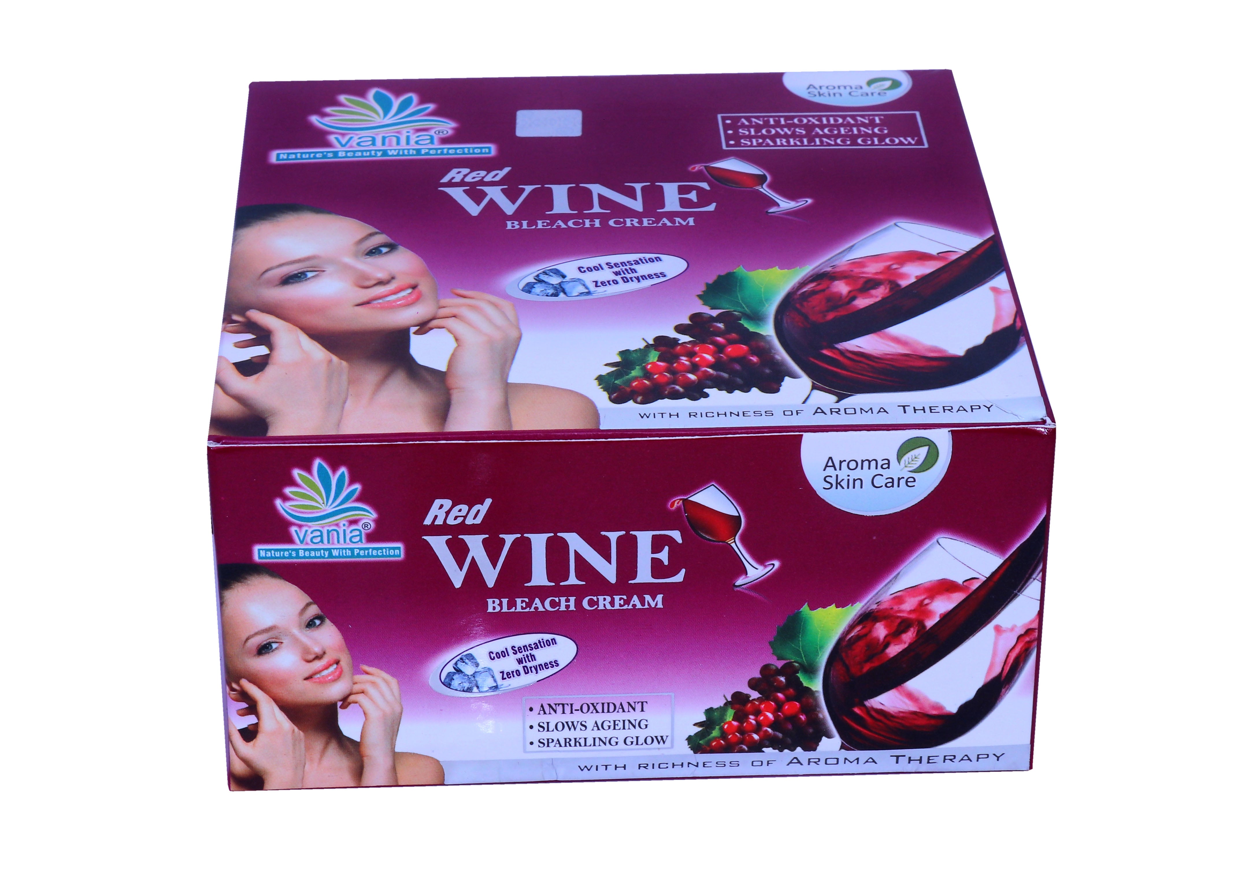Vania Red Wine Bleach Cream 250g | Cool Sensation | Zero Dryness | Anti-Oxidant | Slows Skin Ageing | Rich Aroma Therapy | Shea Butter | Ready in 30 mins | Youthful Skin