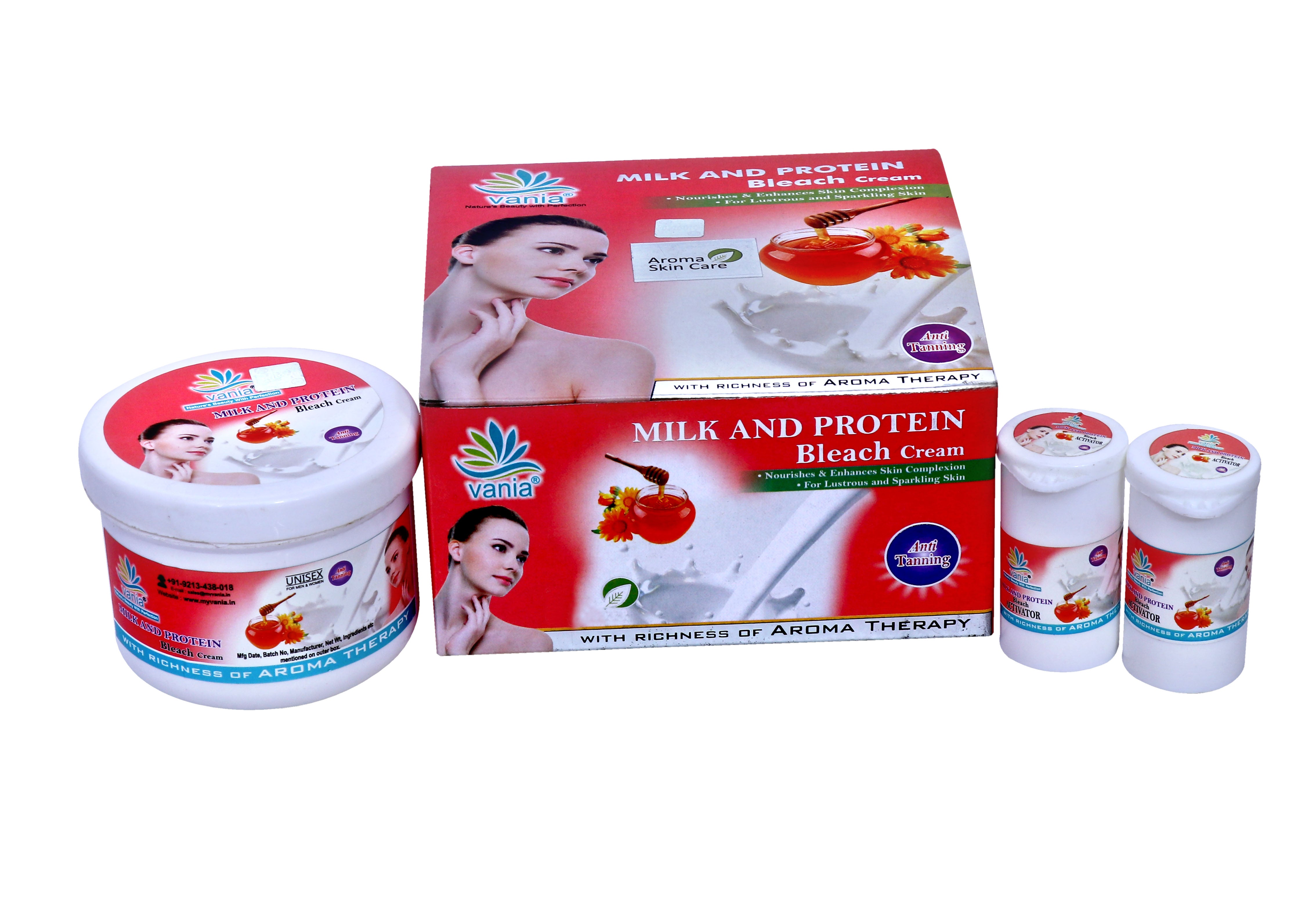 Vania Milk & Protein Bleach Cream 250 Gm | Long-Lasting Glow | Natural Fairness | Cool Bleach | No Tears | Moisturized Skin | Zero Irritation Level | Fragrance | For Normal to Dry Skin | With Milk & Honey