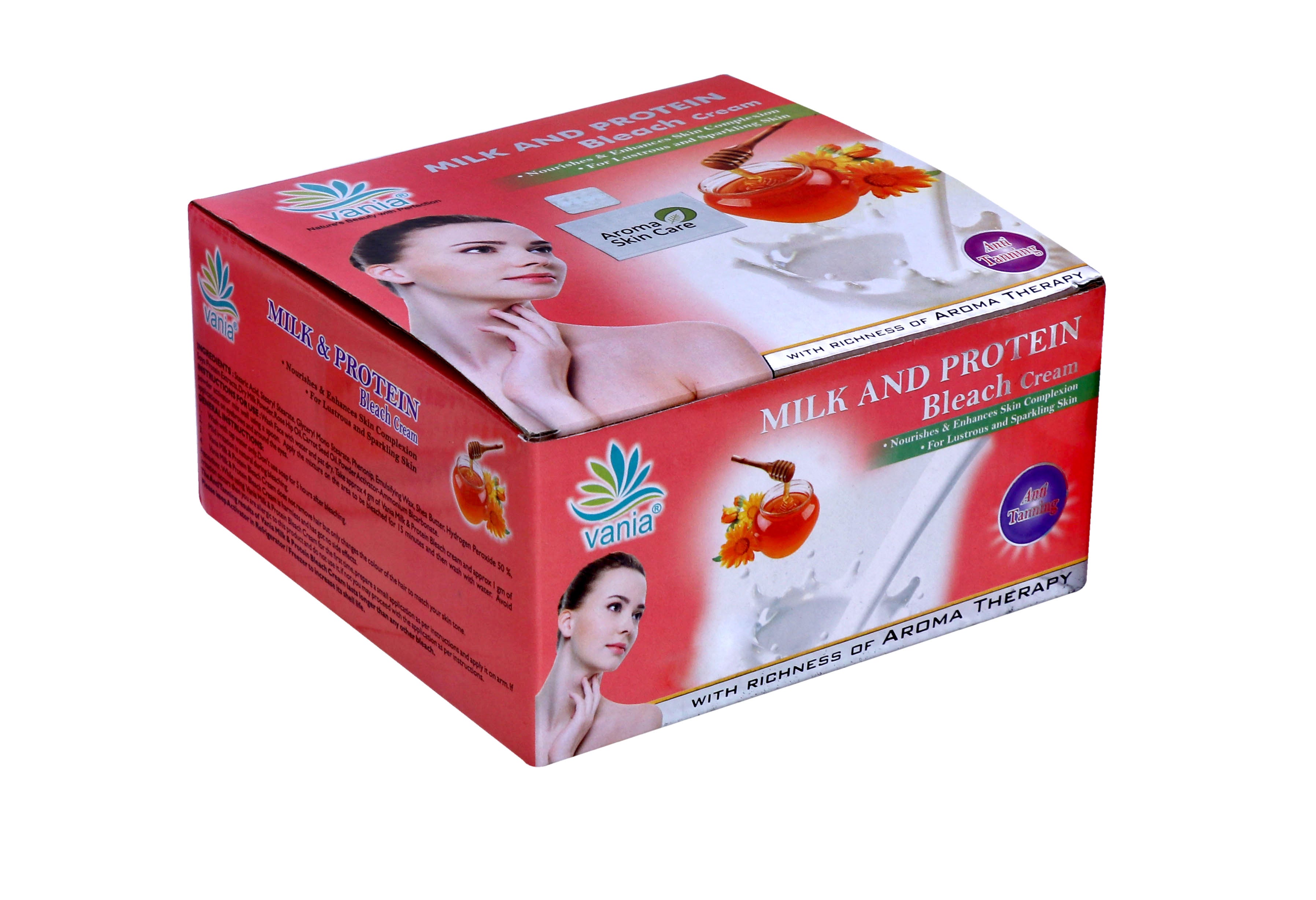 Vania Milk & Protein Bleach Cream 250 Gm | Long-Lasting Glow | Natural Fairness | Cool Bleach | No Tears | Moisturized Skin | Zero Irritation Level | Fragrance | For Normal to Dry Skin | With Milk & Honey