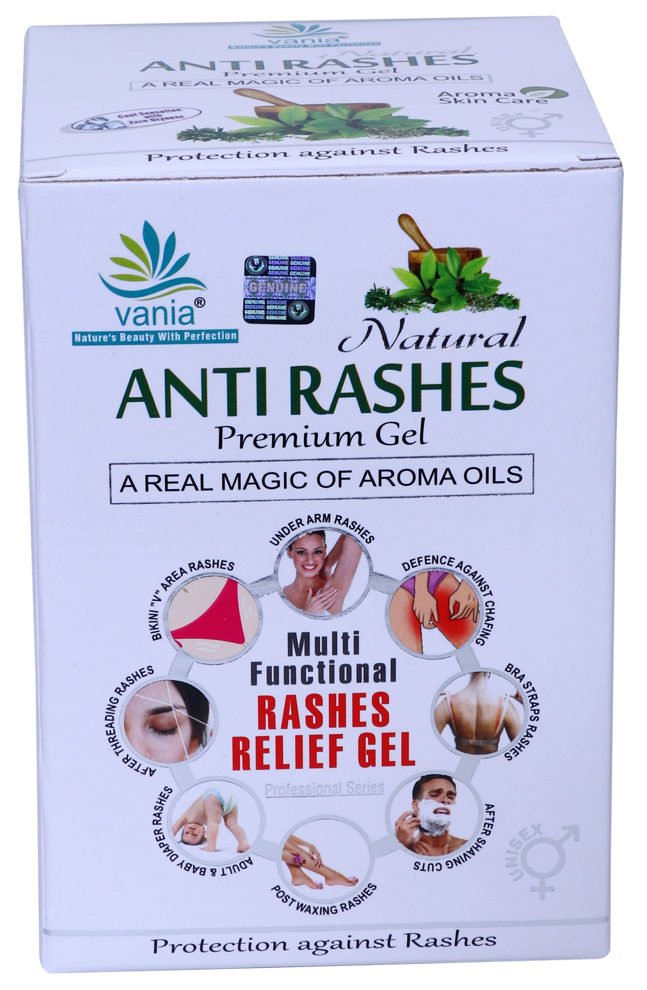Vania Natural Anti Rashes Premium Gel 1000 Gm | Post & Pre-Waxing Relief | Diaper Rash Treatment | Under Arm & Shaving Cut | Chafing & Bikini V Area