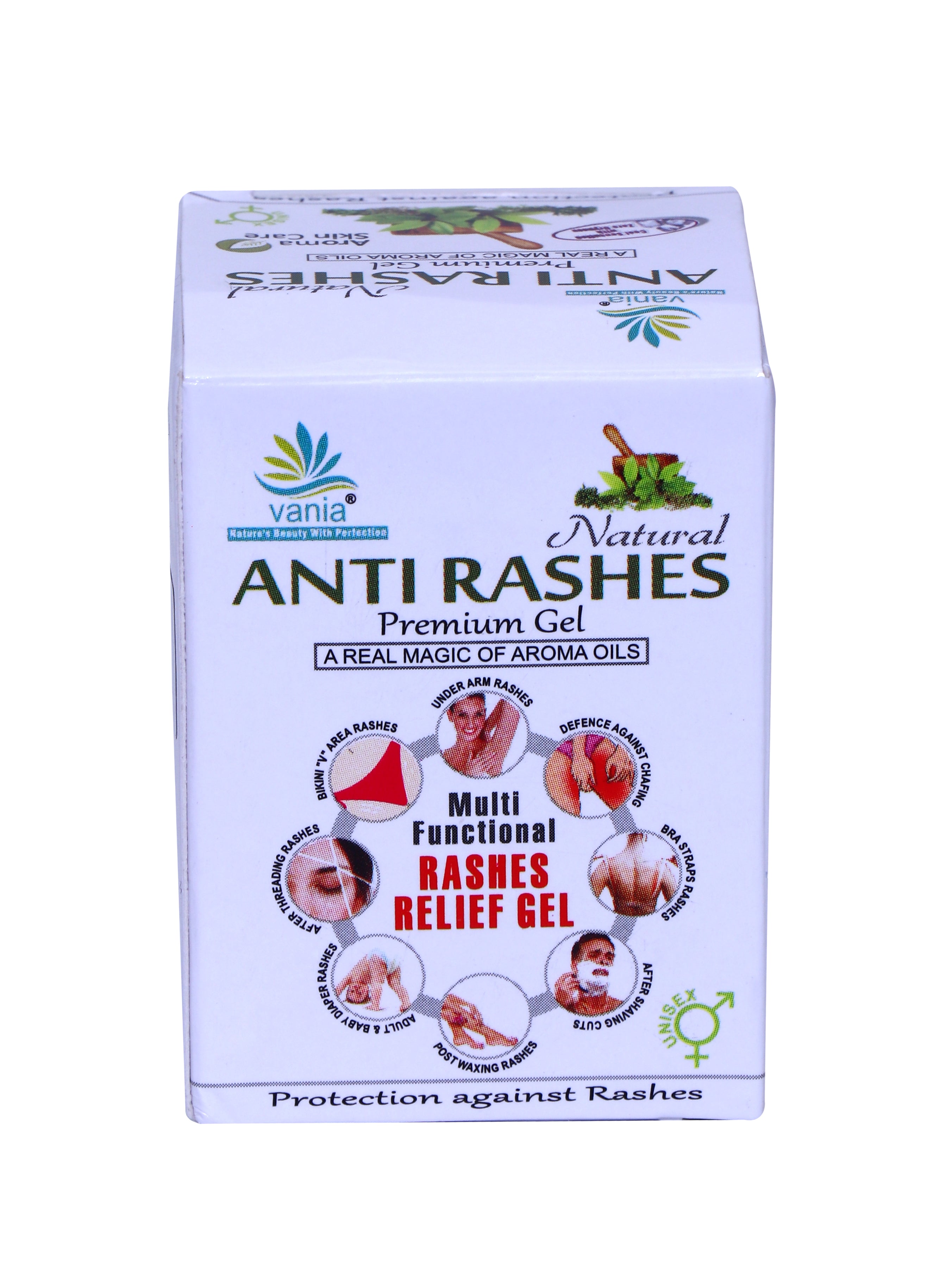 Vania Premium Anti-Rashes Gel 30g (Pack of 4) | Aroma Oils | Post-Waxing & Threading | Diaper Rash Relief | Unisex | Adult & Baby | Underarm, Shaving Cut, Chafing, Bikini V Area & Bra Straps