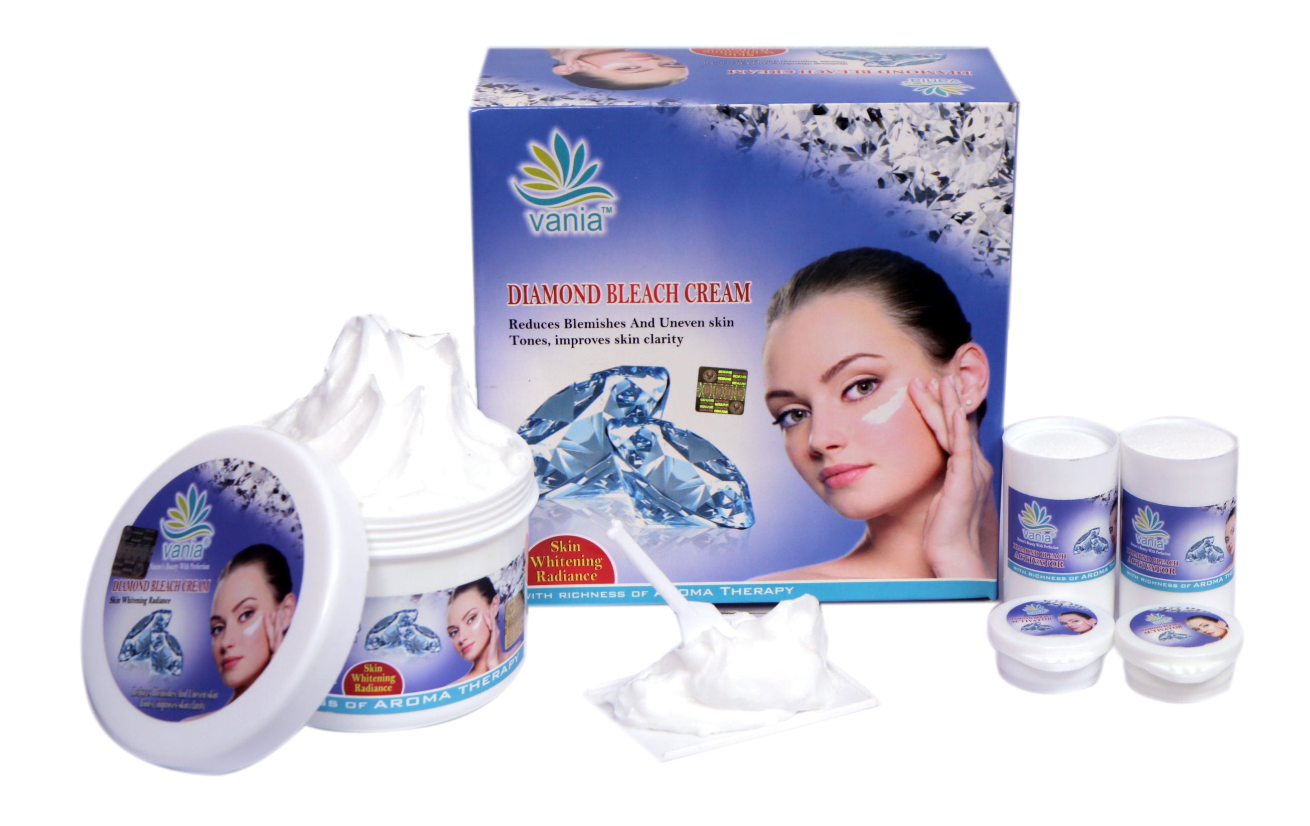 Vania Diamond Bleach Cream 250g | Glow Like Diamonds | Fairness & Cool Bleach | No Tears, Moisturized Skin | Zero Irritation | Fragrance & Aroma Oils | Improves Skin Elasticity