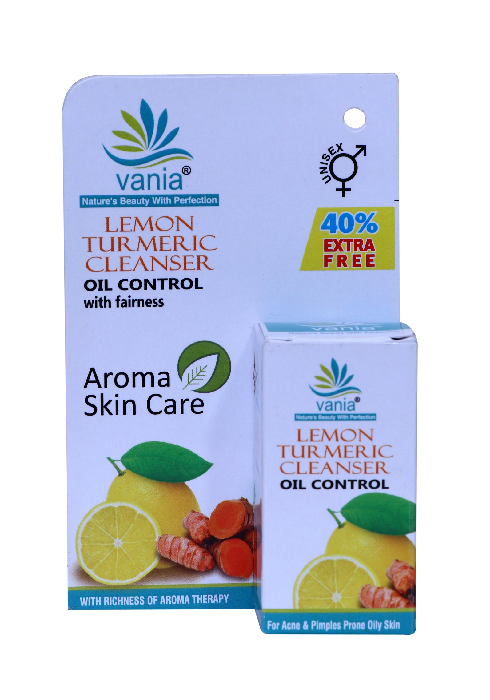 Vania Lemon Turmeric Cleanser Set | 3 Pcs | Unisex | Natural Oil Control | Refreshing Toning | Combats Acne & Scars | Flawless Skin | Mini Facial | Honey & Aroma Oils