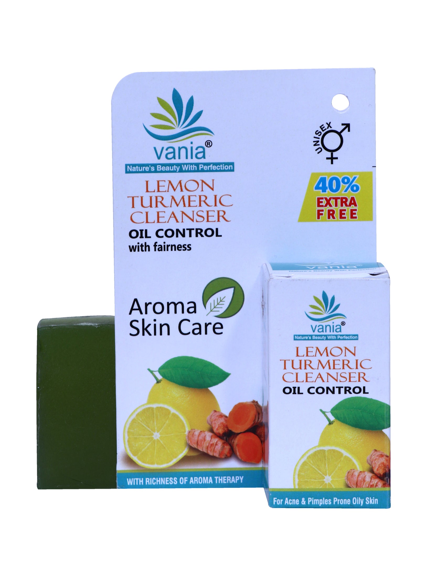 Vania Lemon Turmeric Cleanser Set | 3 Pcs | Unisex | Natural Oil Control | Refreshing Toning | Combats Acne & Scars | Flawless Skin | Mini Facial | Honey & Aroma Oils