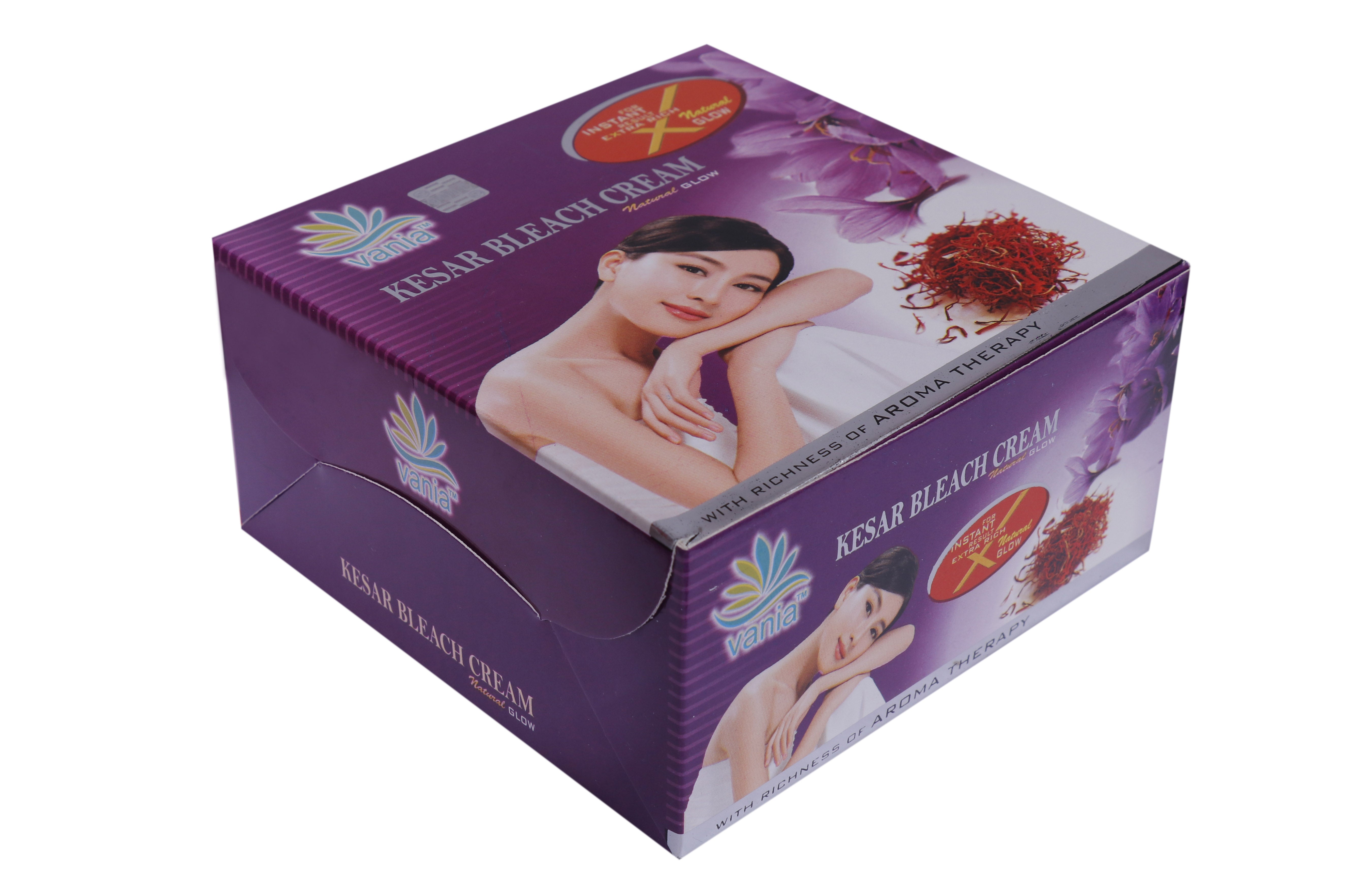 Vania Kesar Bleach Cream 250g|Extra Rich Glow, Natural Fairness| Cool Bleach for Dry Skin| No Tears Moisturized Skin| Zero Irritation| Fragrance for Normal to Dry Skin| Kesar Extracts| Smooth Glowing Skin, No Dark Spots, Sun Tan