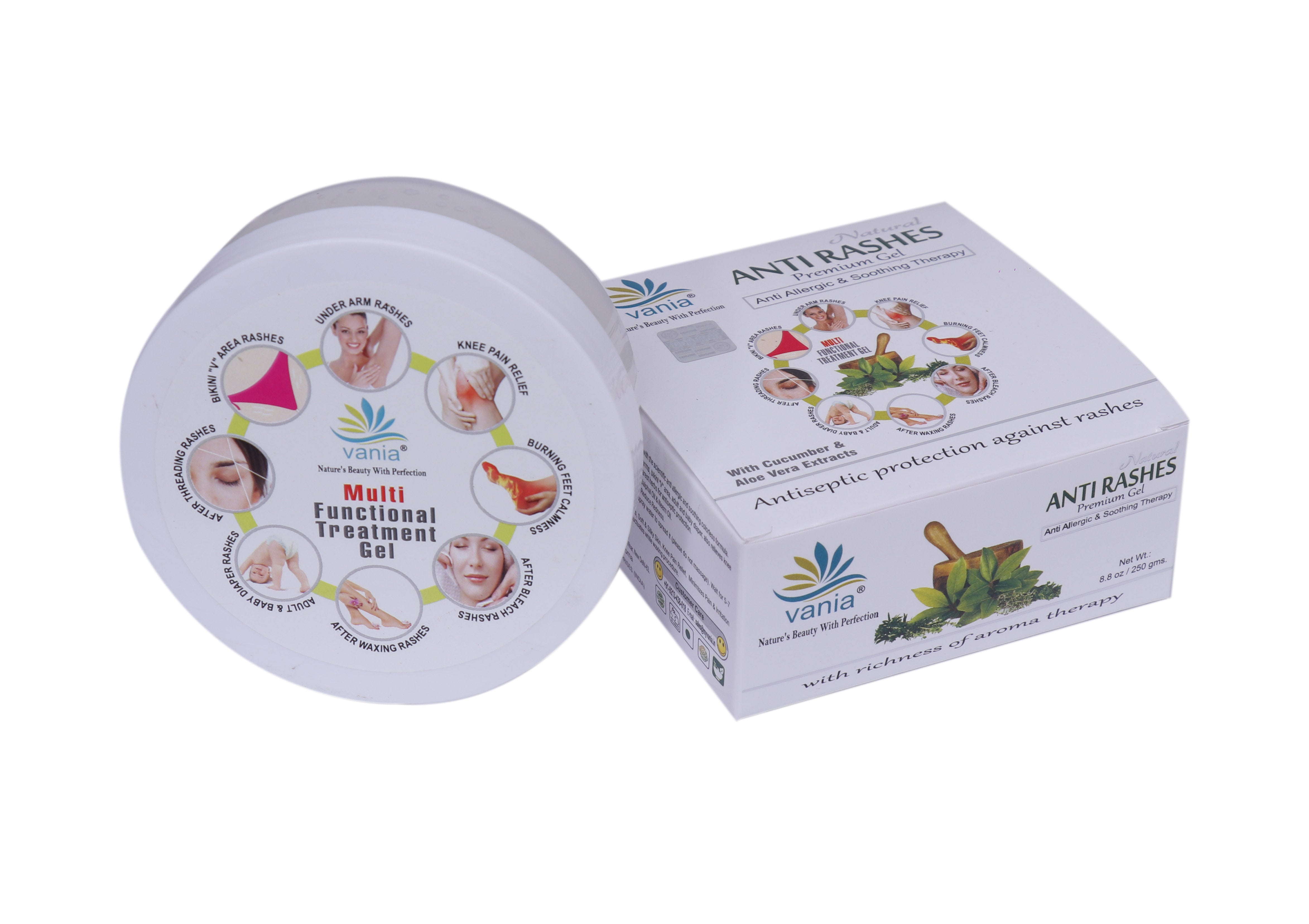 Vania Natural Anti Rashes Gel 250 Gm | Aroma Oils | Post Waxing & Diaper Rash Relief | Unisex | Under Arm, Shaving Cut, Chafing, Bikini Area & Bra Straps