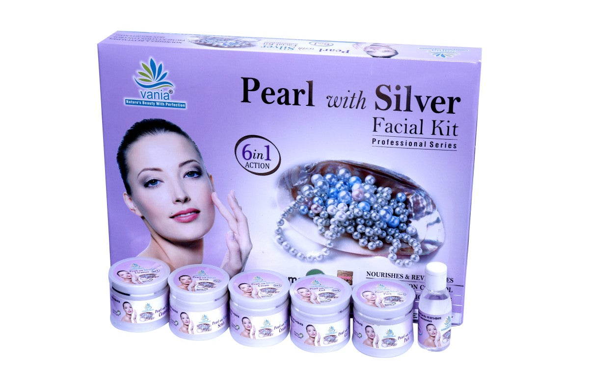 Vania Pearl & Silver Facial Kit 300g | Professional Fairness Fruit Facial | For Women & Men | Glowing, Whitening & Brightening | Lessen Pigmentation | Nourish & Revitalize | Aroma Oils Blend | For Self & Parlour Use
