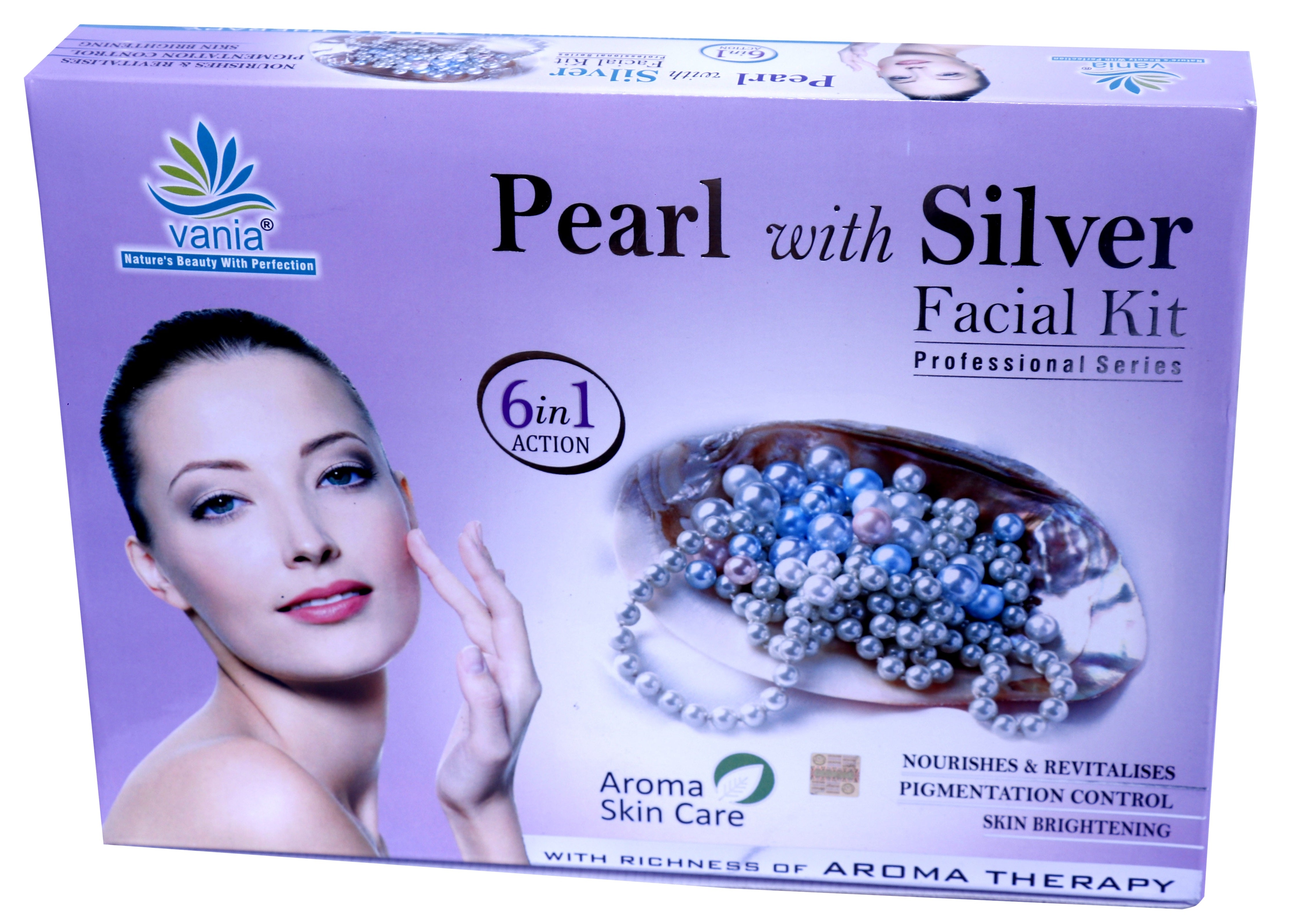 Vania Pearl & Silver Facial Kit 300g + Bleach Cream 250g | Unisex | Glowing Whitening Skin | Nourish & Revitalize | Fairness | Aroma Oil Blend | Self/Parlour Use | Cooling | No Irritation