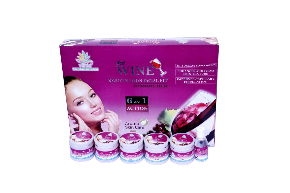 Vania Red Wine Kit 300Gm & Red Wine Bleach 250Gm | Aroma Skin Care | Anti-Ageing | Enhances, Smoothens, Tones | Hydrates, Radiates, Nourishes | Firms Skin | Cleans Pores | Improved Elasticity