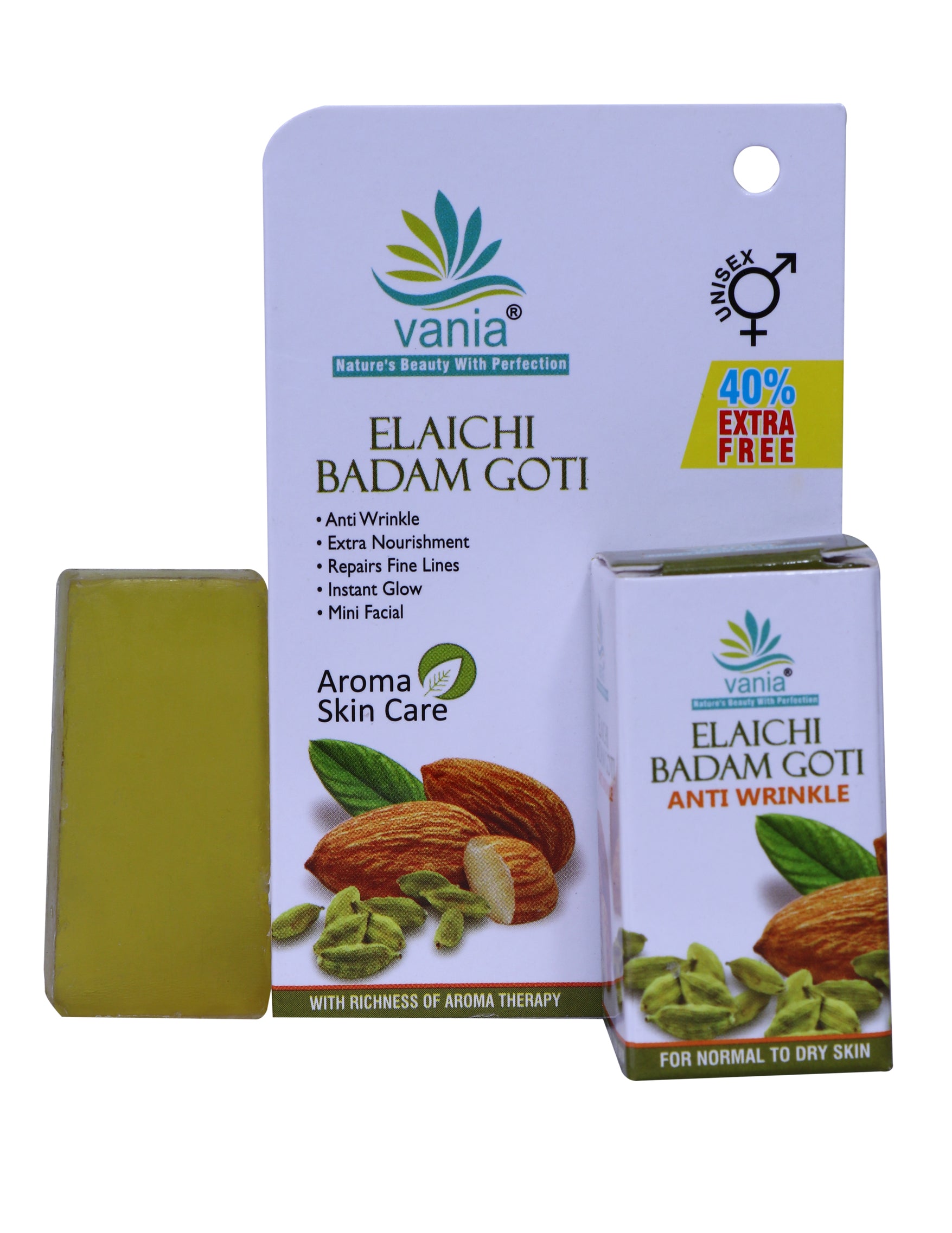 Vania Elaichi Badam Goti 25 Gm | Set of 3 Pcs | Face Glow Soap | Natural Beauty & Skin Care | Honey & Aroma Oils | Repairs Fine Lines | Mini Facial | Travel Soap | Rejuvenates Dull Skin