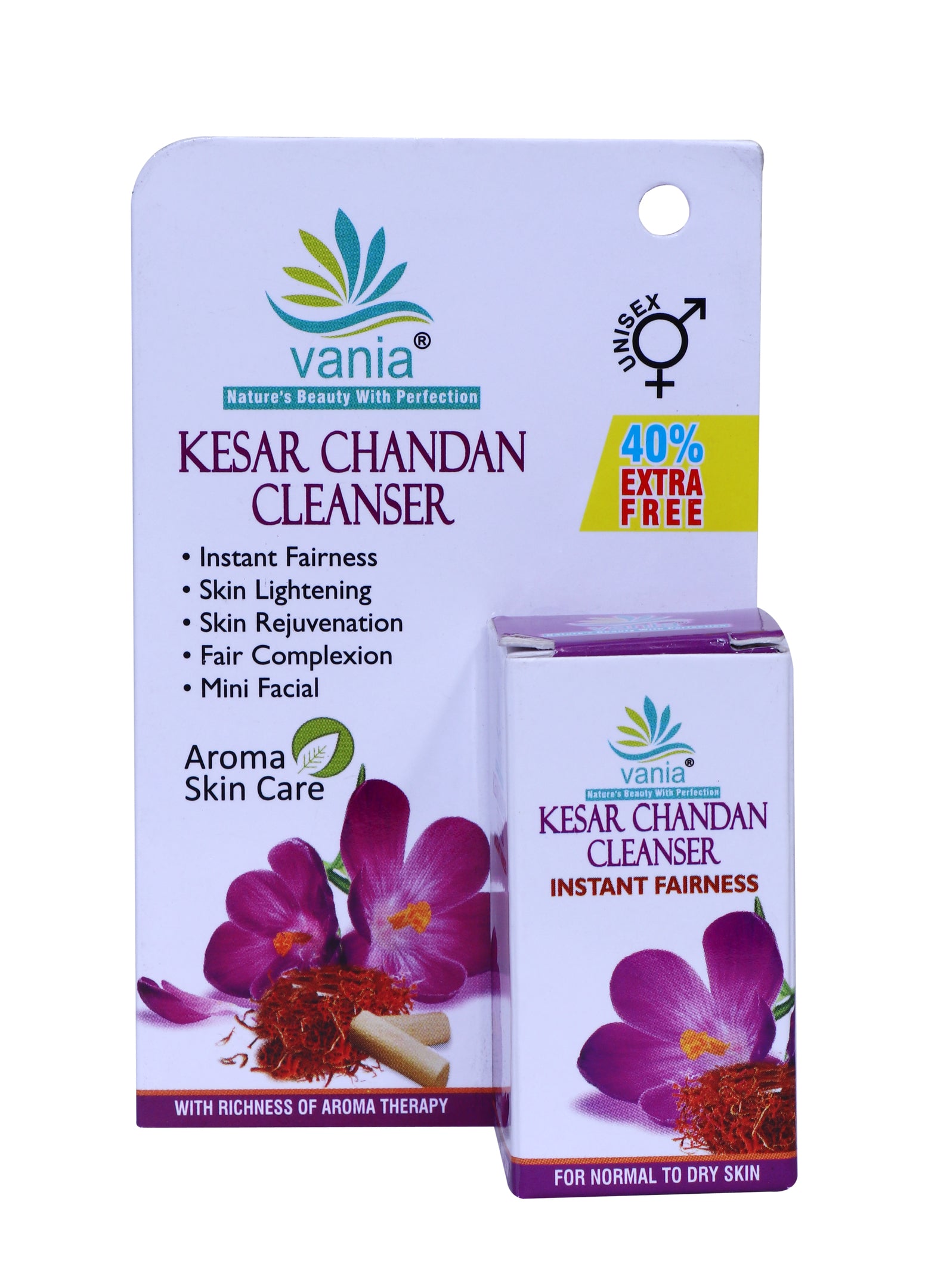 Vania Kesar Chandan Cleanser 25g - Set of 3 (3x25g) | Instant Fairness | Unisex | Lightens Complexion | Soothes Skin | With Honey & Precious Aroma Oils | Mini Facial | For Normal To Dry Skin