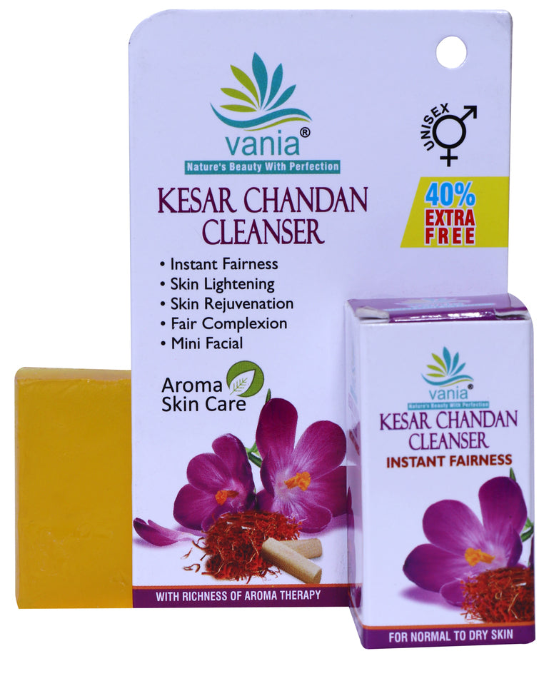 Vania Kesar Chandan Cleanser 25g - Set of 3 (3x25g) | Instant Fairness | Unisex | Lightens Complexion | Soothes Skin | With Honey & Precious Aroma Oils | Mini Facial | For Normal To Dry Skin