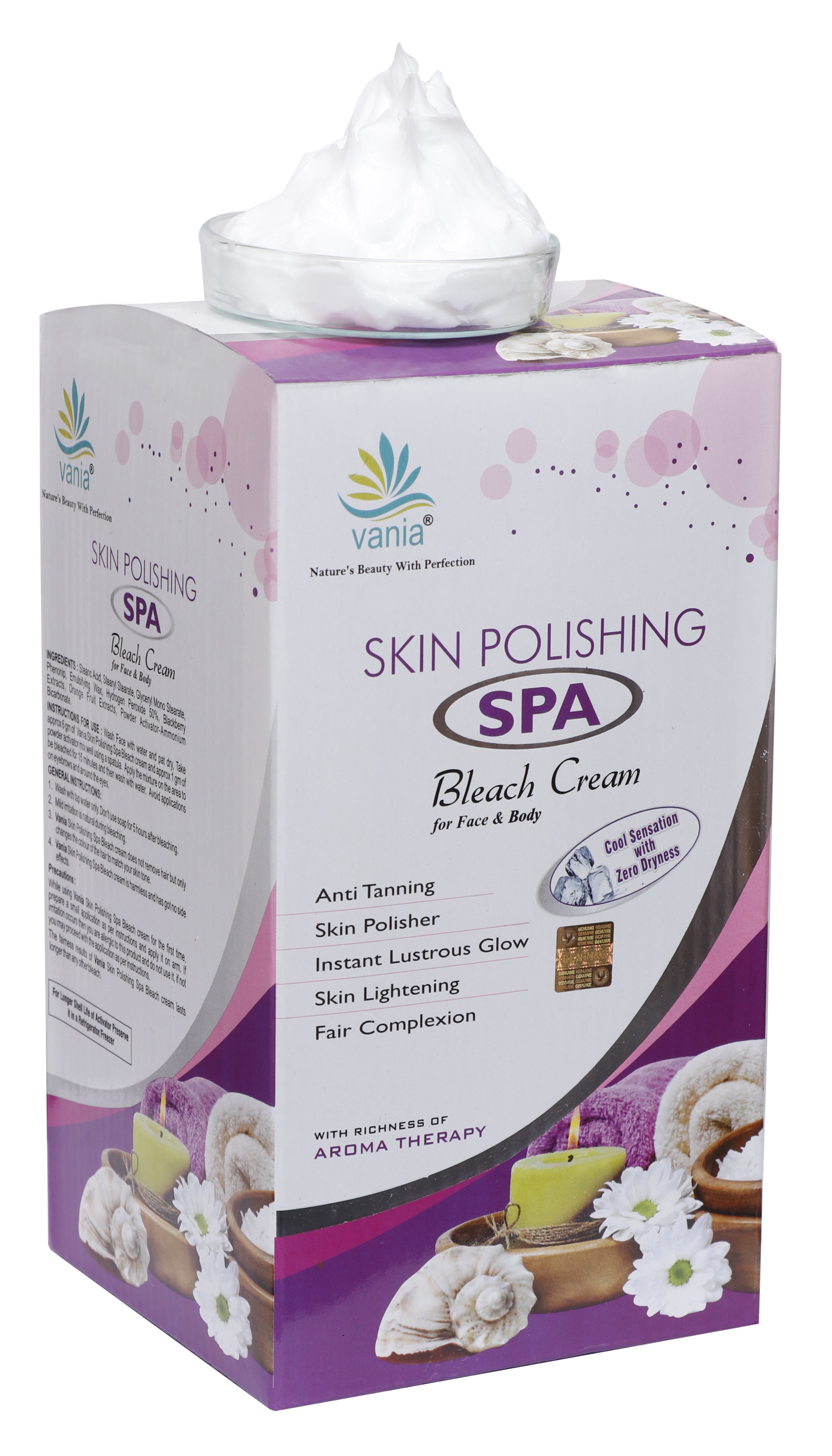 Vania Aroma Spa Bleach Cream 1Kg | Skin Polishing & Whitening | Aroma Therapy Fairness for Women | Cooling Sensation | Zero Dryness | Clearer & Fairer Complexion