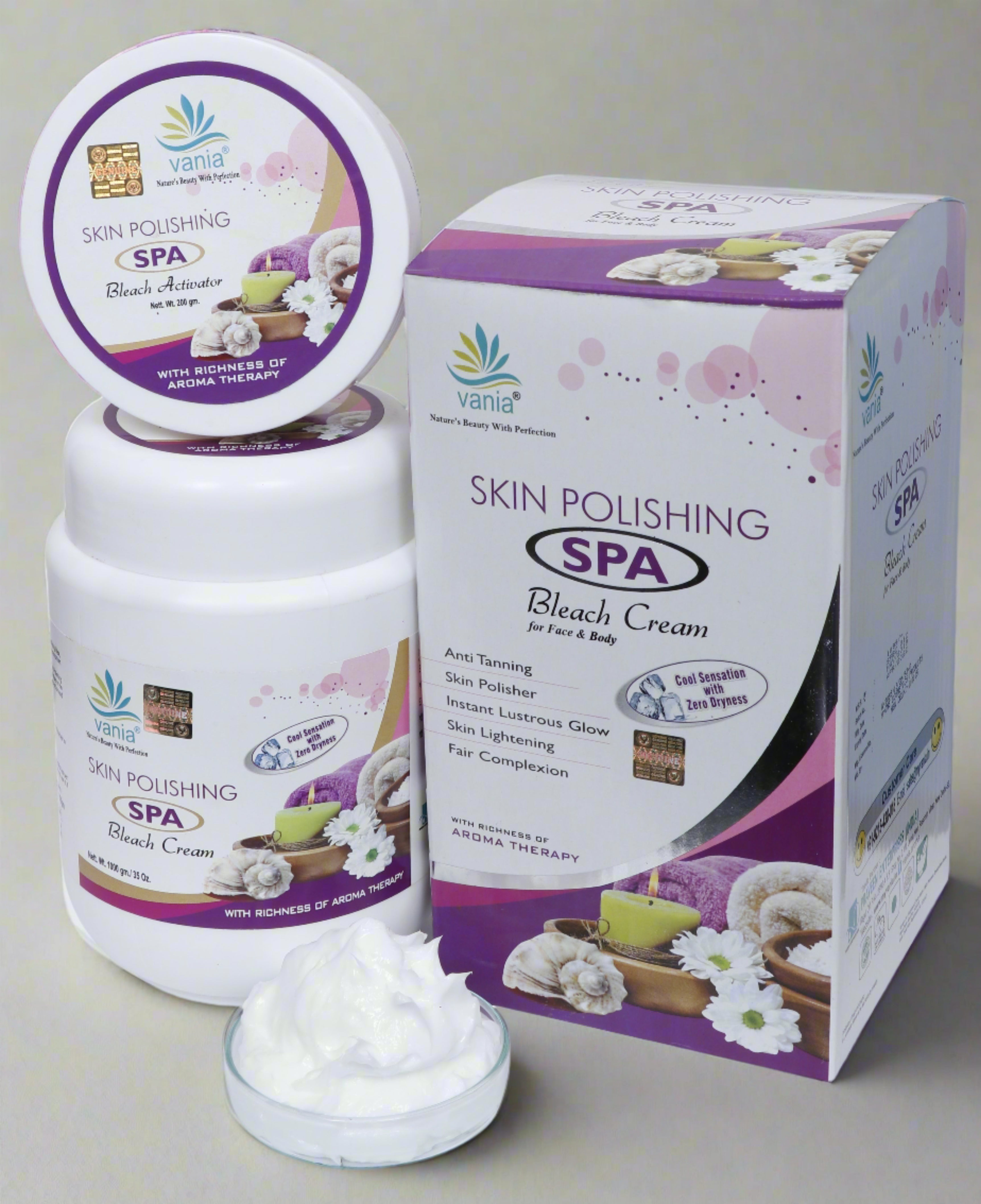 Vania Aroma Spa Bleach Cream 1Kg | Skin Polishing & Whitening | Aroma Therapy Fairness for Women | Cooling Sensation | Zero Dryness | Clearer & Fairer Complexion