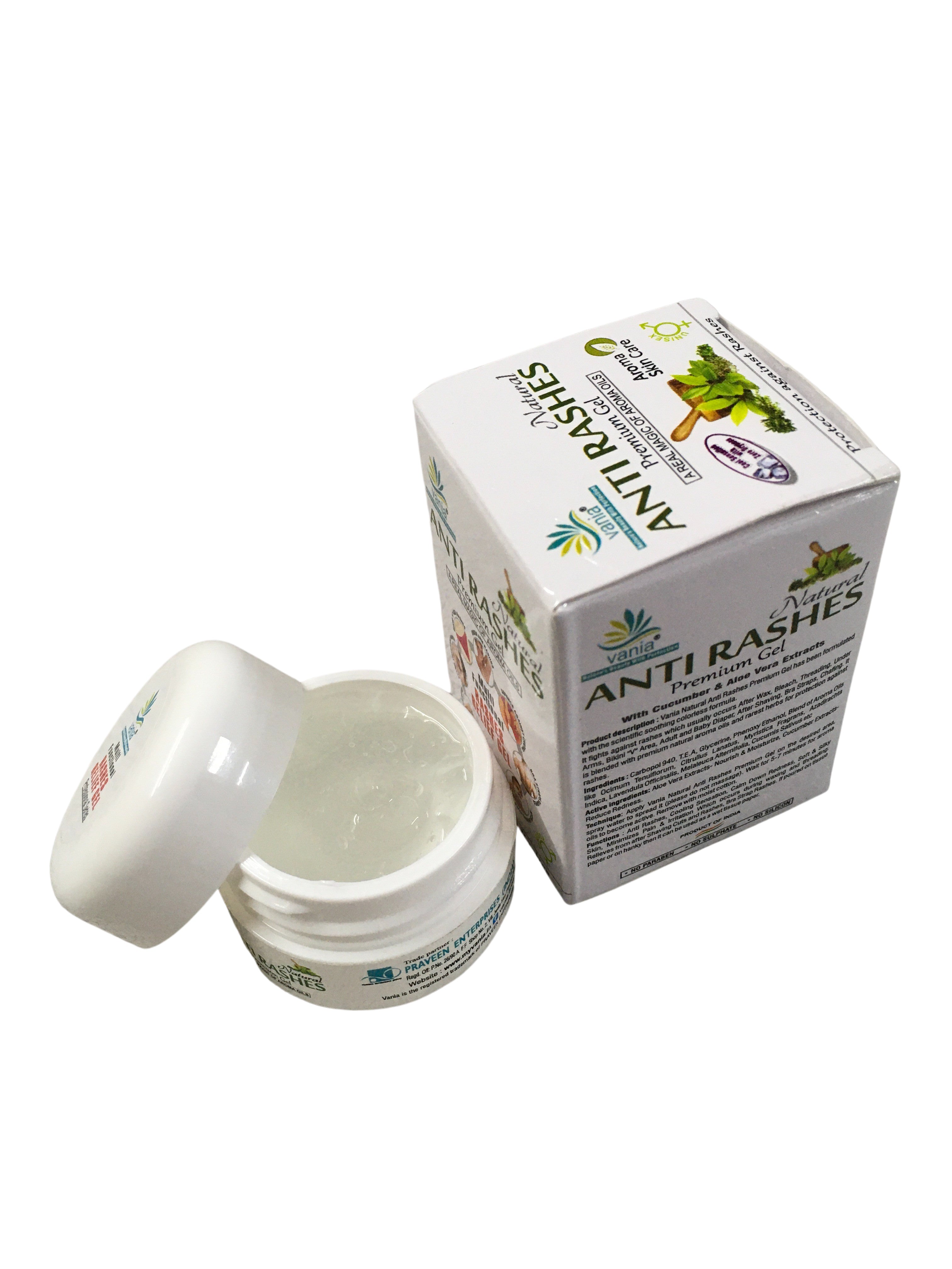 Vania Premium Anti-Rashes Gel 30g (Pack of 4) | Aroma Oils | Post-Waxing & Threading | Diaper Rash Relief | Unisex | Adult & Baby | Underarm, Shaving Cut, Chafing, Bikini V Area & Bra Straps
