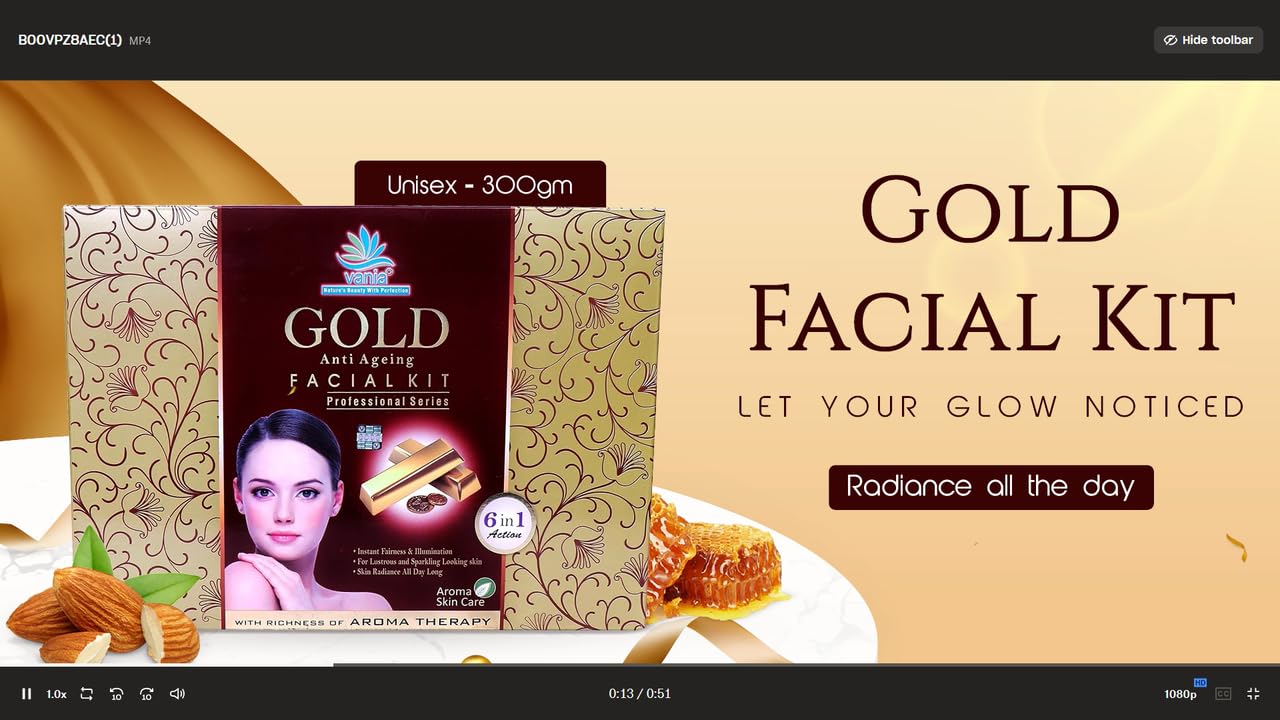 Vania Gold Facial Kit 300 Gm | Unisex Aroma Skin Care | Self & Parlour Use | Instant Fairness & Illumination | Natural Ingredients | Glow Like Gold | 6 In 1 Action