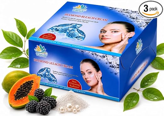 Vania Diamond Bleach Cream 250g | Glow Like Diamonds | Fairness & Cool Bleach | No Tears, Moisturized Skin | Zero Irritation | Fragrance & Aroma Oils | Improves Skin Elasticity