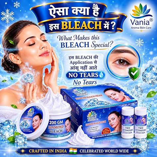 Vania Diamond Bleach Cream 250g | Glow Like Diamonds | Fairness & Cool Bleach | No Tears, Moisturized Skin | Zero Irritation | Fragrance & Aroma Oils | Improves Skin Elasticity
