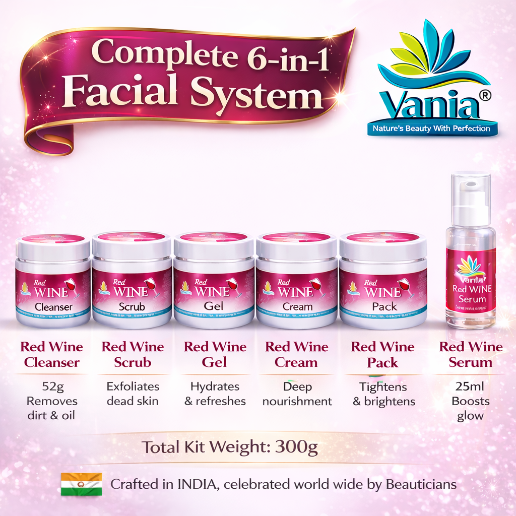 Vania Red Wine Kit 300Gm & Red Wine Bleach 250Gm | Aroma Skin Care | Anti-Ageing | Enhances, Smoothens, Tones | Hydrates, Radiates, Nourishes | Firms Skin | Cleans Pores | Improved Elasticity