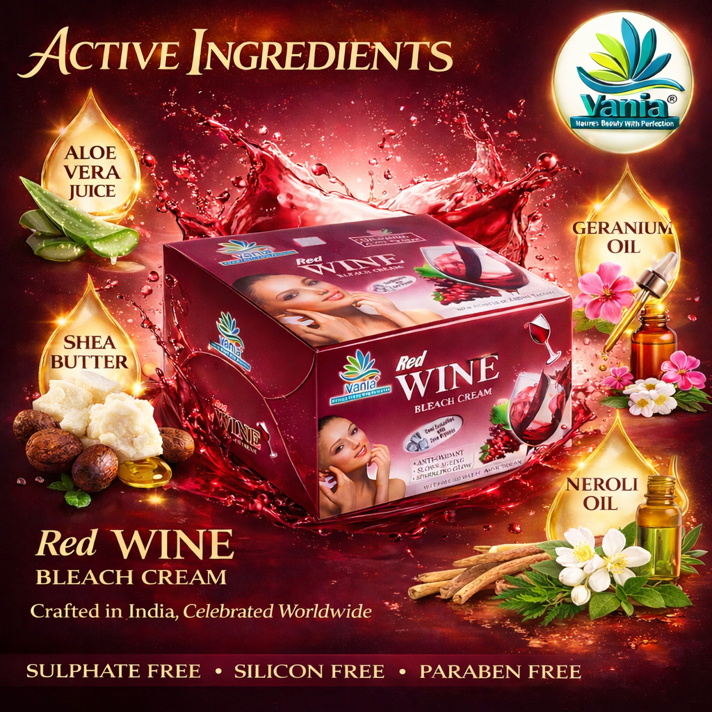 Vania Red Wine Bleach Cream 250g | Cool Sensation | Zero Dryness | Anti-Oxidant | Slows Skin Ageing | Rich Aroma Therapy | Shea Butter | Ready in 30 mins | Youthful Skin