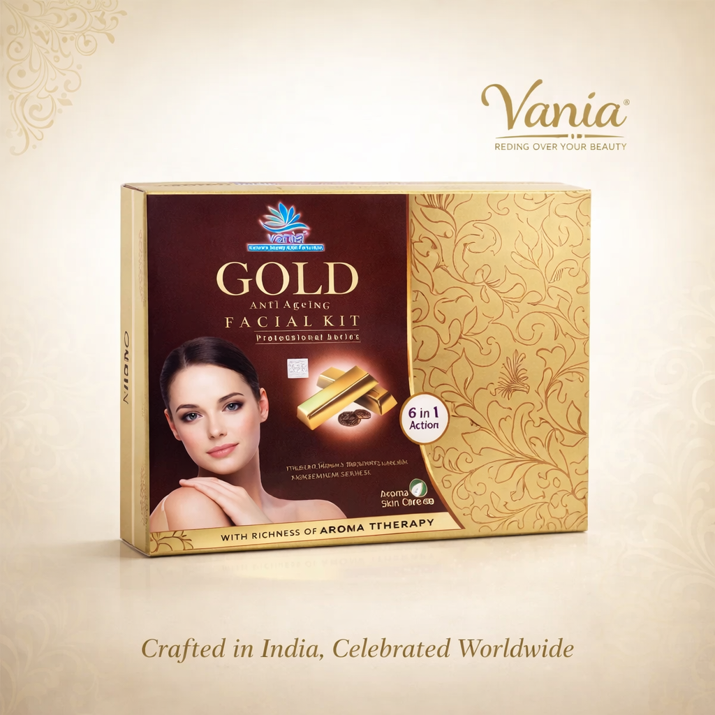 Vania Gold Facial Kit 300 Gm | Unisex Aroma Skin Care | Self & Parlour Use | Instant Fairness & Illumination | Natural Ingredients | Glow Like Gold | 6 In 1 Action