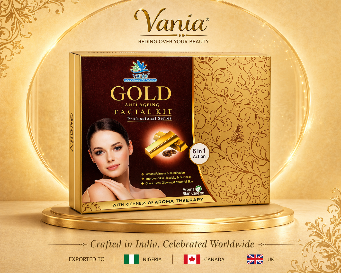 Vania Gold Facial Kit 300g | Radiant All-Day Glow | Unisex Aroma Skin Care | Like Gold | Vania Pearl Bleach Cream 250g | Party Bleach for Men & Women | Rich Fairness | Remove Dark Spots