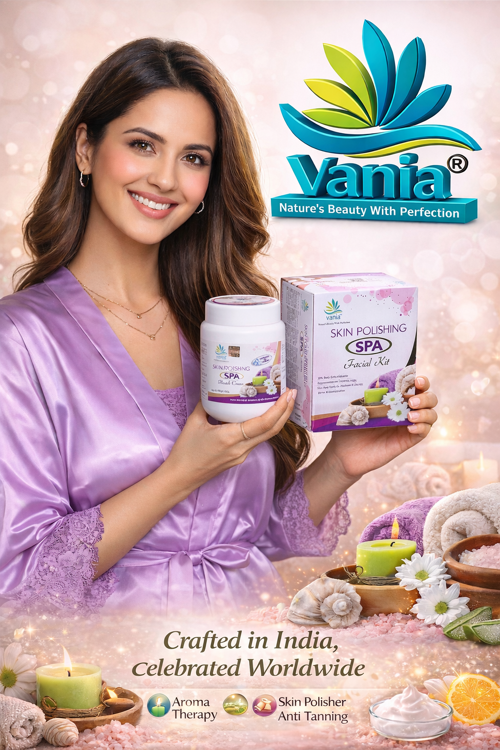 Vania SPA Facial Kit 2000 Gm + 100 ml & Bleach 1000 Gm - Skin Polishing & Whitening with Aroma
