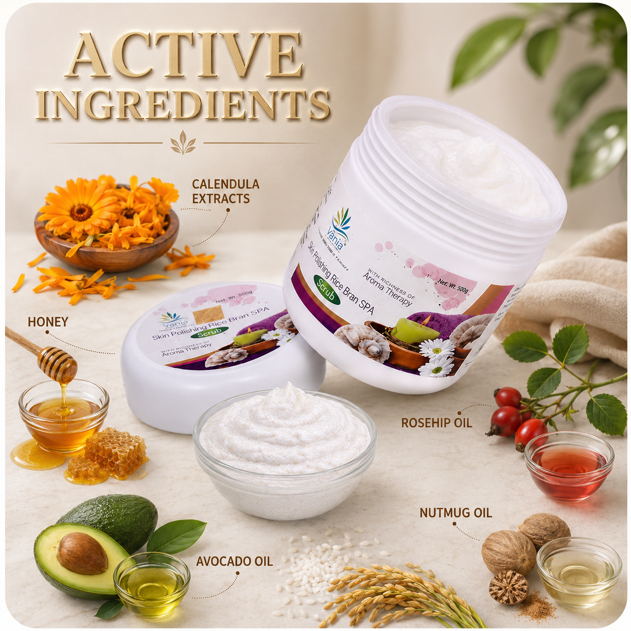 Vania Skin Polishing SPA Scrub 500g | Unisex | Self & Parlour Use | Exfoliates Dead Skin, Removes Black & White Heads | For Normal to Dry Skin | Get Soft & Silky Moisturized Skin | Daily Use