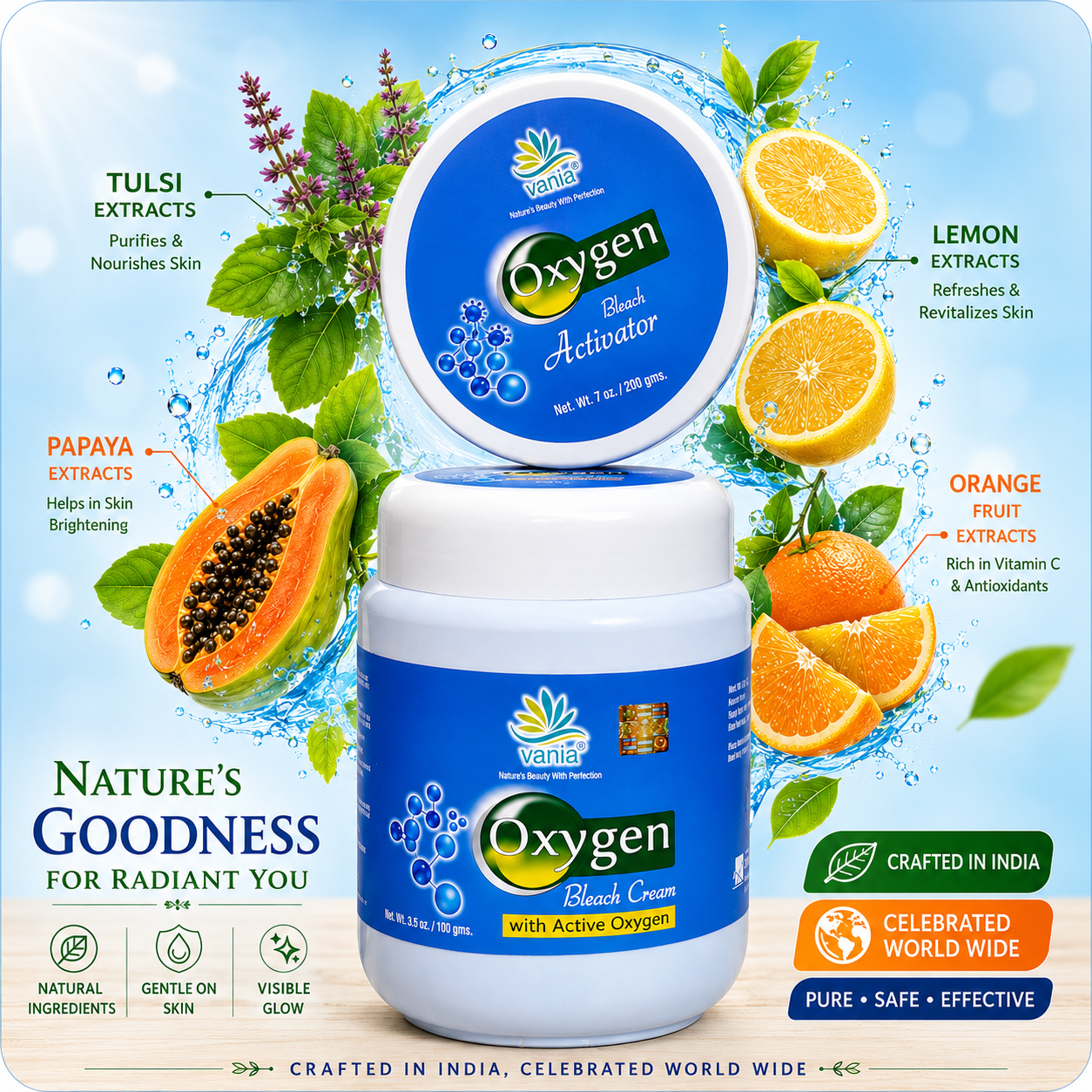 Vania Oxygen Bleach Cream 1 Kg | Soft Spotless Skin | Fair & Cool Like Ice | No Tears, Moisturized Skin | Zero Irritation | Fragrance | Normal to Dry Skin